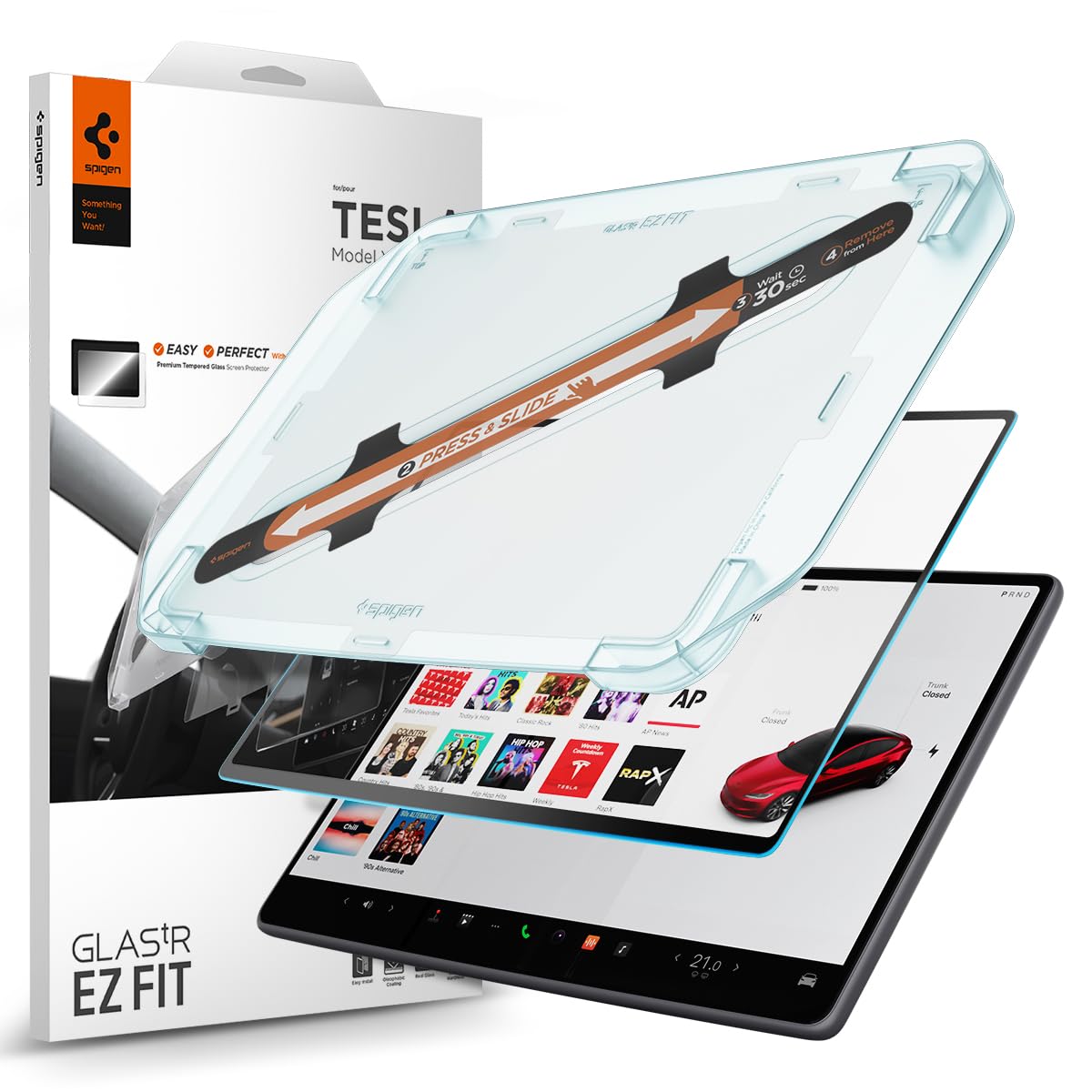 Spigen Tempered Glass Screen Protector [Glastr Ez Fit] Designed For Tesla Model 3(2024/2025), New Model Y (Juniper) 15.4' Dashboard Touchscreen - Matte/Anti Glare/Anti Finger Print