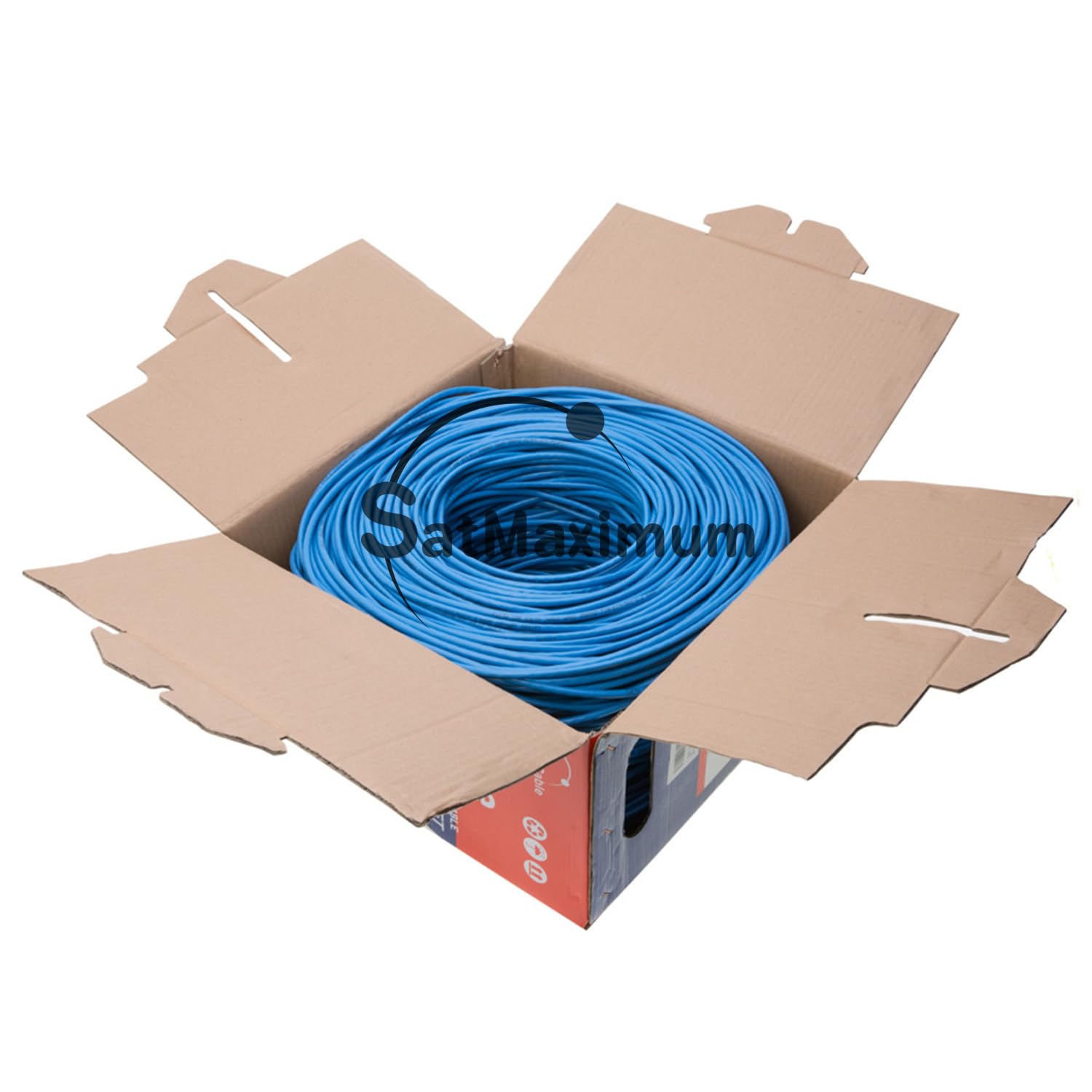Satmaximum Cat5E Utp Bulk 24 Awg 1000Ft Ethernet Cable Blue