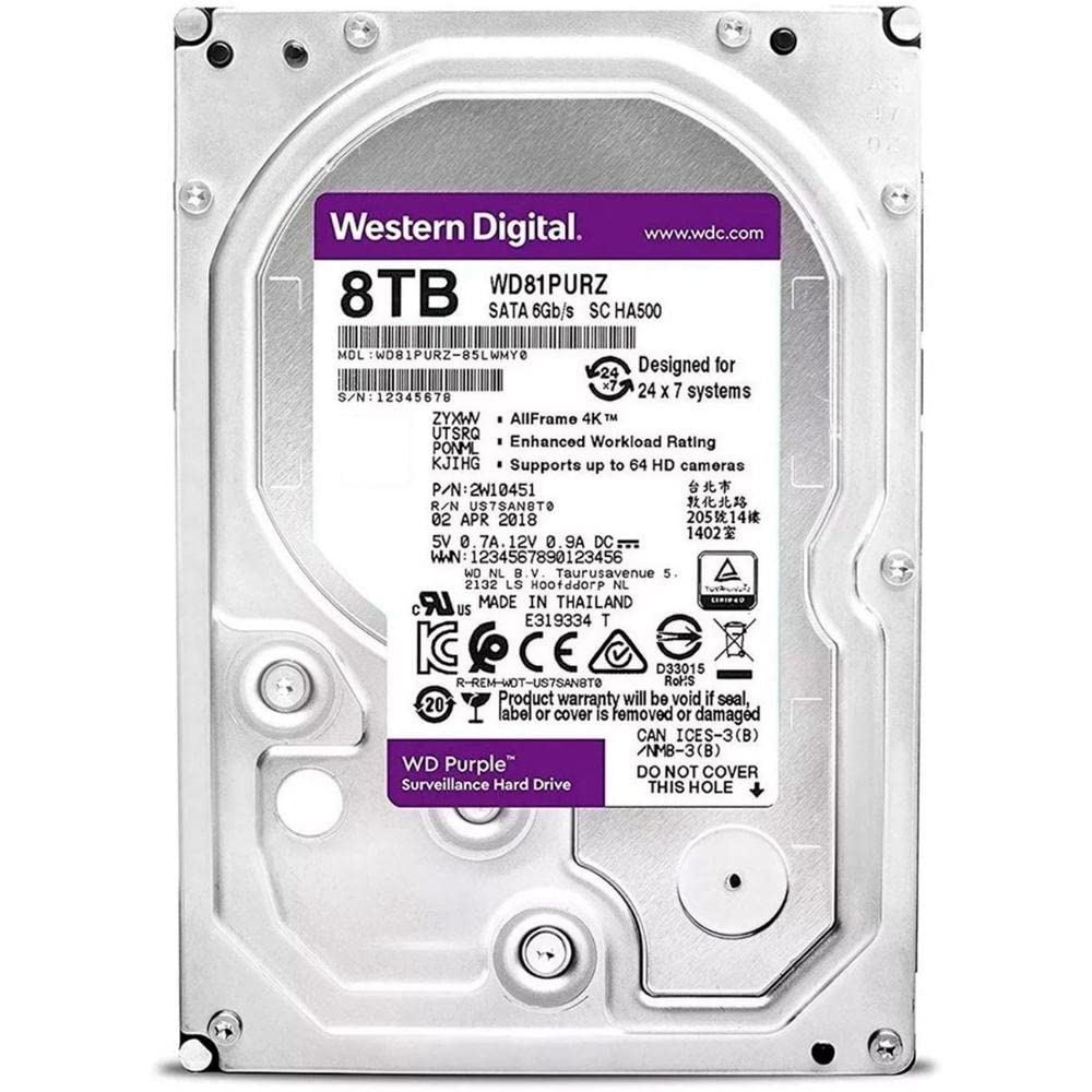 Western Digital 8Tb Wd Purple Surveillance Internal Hard Drive   Sata 6 Gb/S, , 256 Mb Cache, 3.5''   Wd81Purz (Old Version)