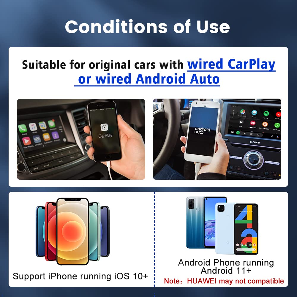 Carlinkit 5.0 Android Auto & Wireless Carplay Adapter,Plug & Plug, Two Channel Connection, Online Update,For Cars With Oem Android Auto & Wired Carplay (2016 2025), 10S Auto Connect