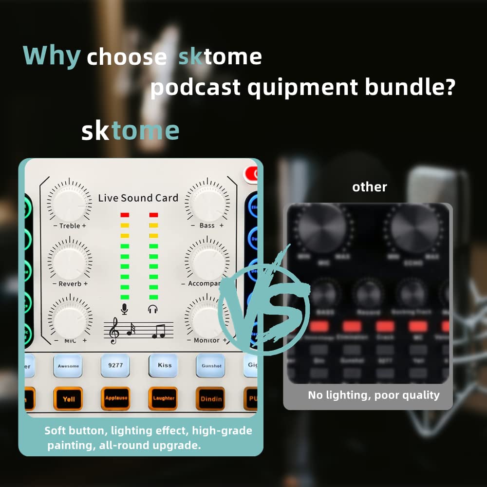 Podcast Equipment Bundle, Bm 800 Podcast Microphone Bundle Voice Changer With Mic Arm Studio Condenser Microphone For Phone, Pc,