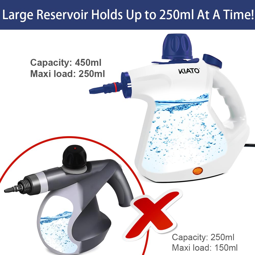 Kiato Handheld Steam Cleaner, 10-in-1 Upholstery & Surface Cleaner, White, Model EM-303