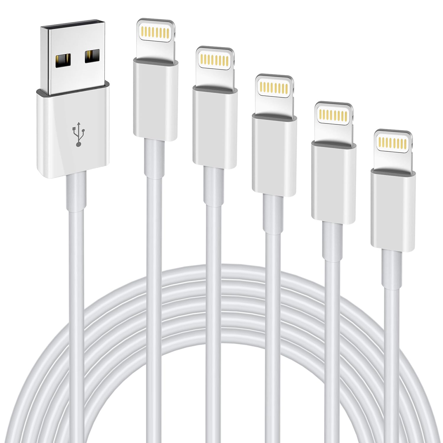 Iphone Charger Fast Charging[Apple Mfi Certified] 5Pack 3/3/6/6/10Ft Long Lightning Cable High Speed Data Sync Cord Compatible With 14/13/12/11 Pro Max/Xs Max/Xr/Xs/X/8/7/Plus/6S/6/Se/5S&More