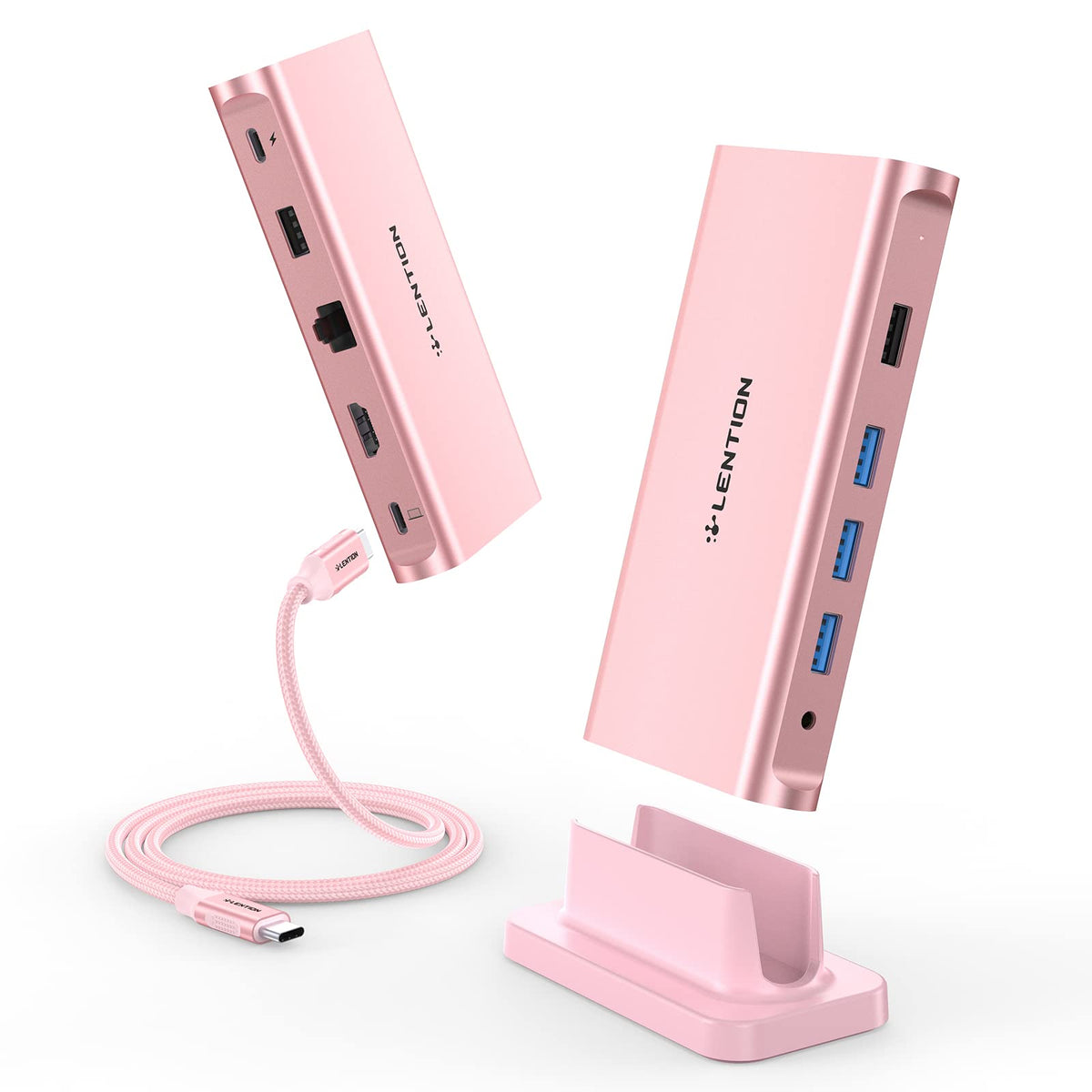 Lention Usb C Docking Station With 100W Pd, 4K Hdmi, Gigabit Ethernet, Usb 3.0/2.0, Aux Adapter For 2023 2016 Macbook Pro/Mac Ai