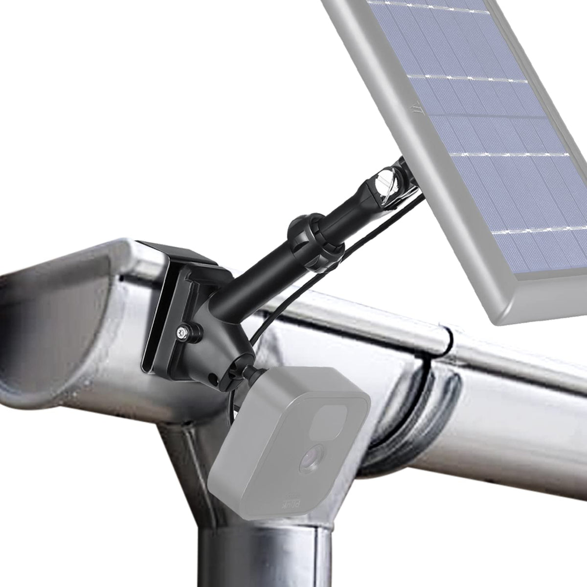 Wasserstein 2 In 1 Universal Gutter Mount For Camera & Solar Panel Compatible With Wyze, Blink, Ring, Arlo, Eufy Camera (Black)