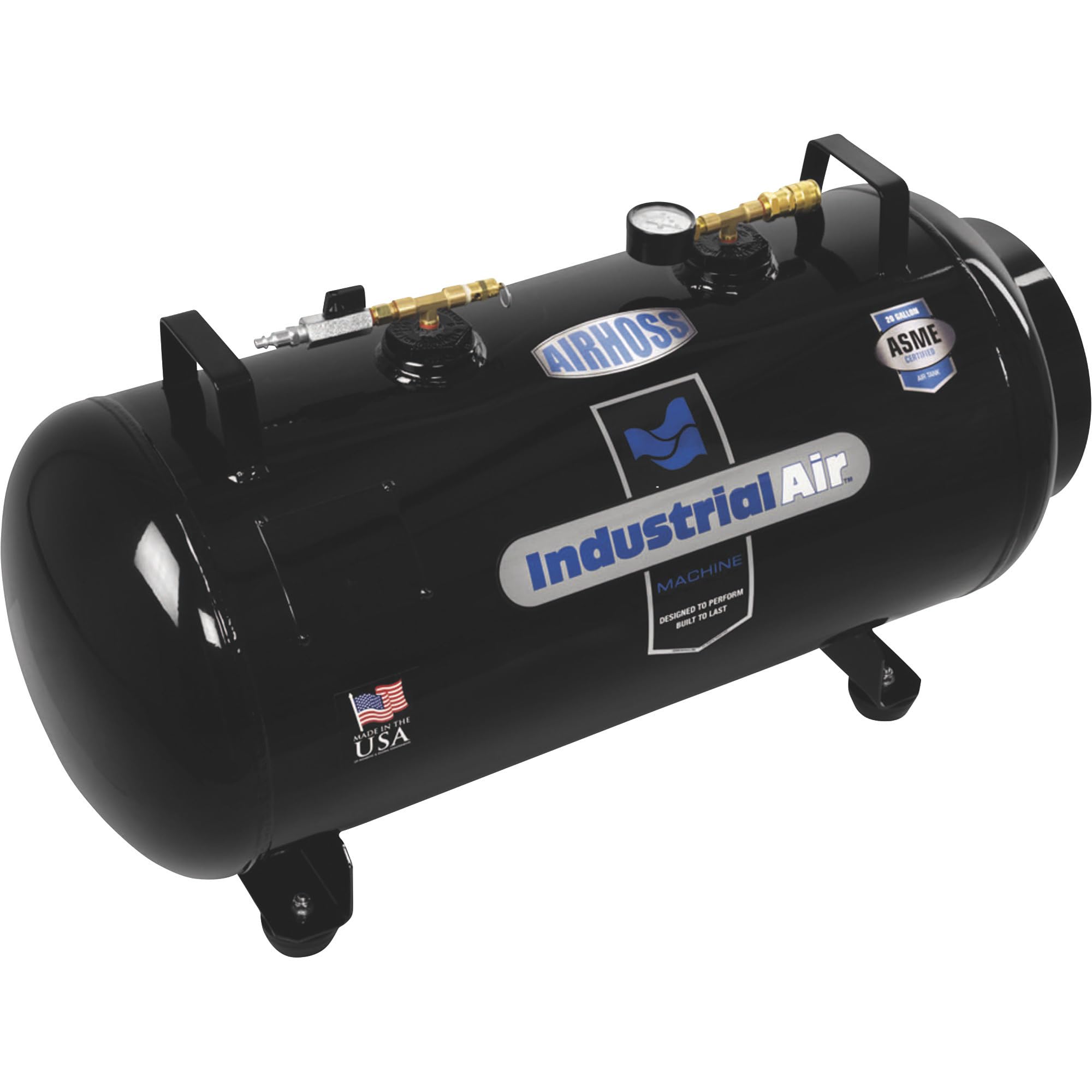 Industrial Air It20Asme 20 Gallon Asme Certified Vertical/Horizontal Air Receiver Tank, Black, 33.4 X 14 X 18.8 Inches