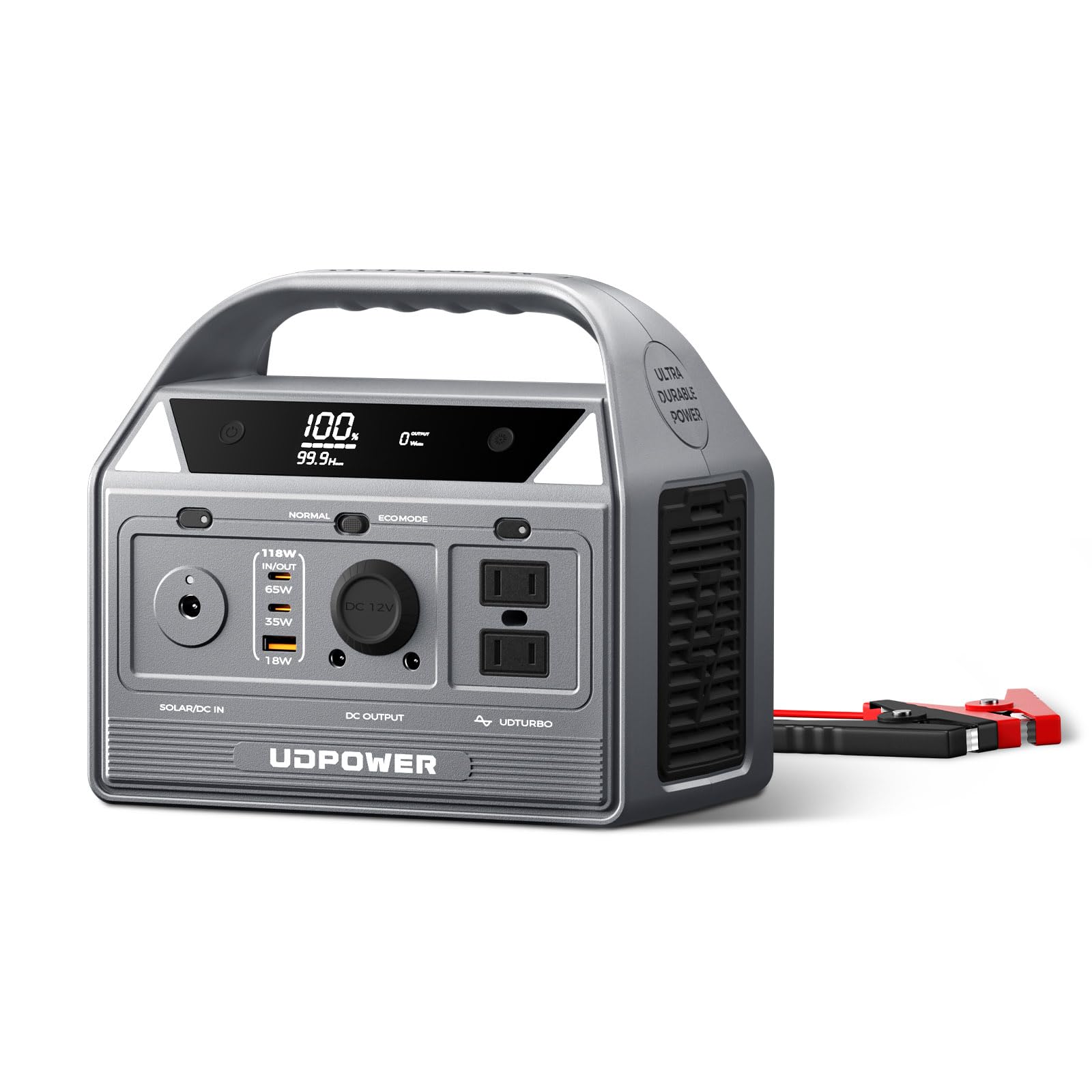 UDPOWER C400 256Wh Portable Power Station | 400W (800W Surge) Pure Sine Wave AC Outlet + PD3.0 USB-C | Solar Generator for Campi