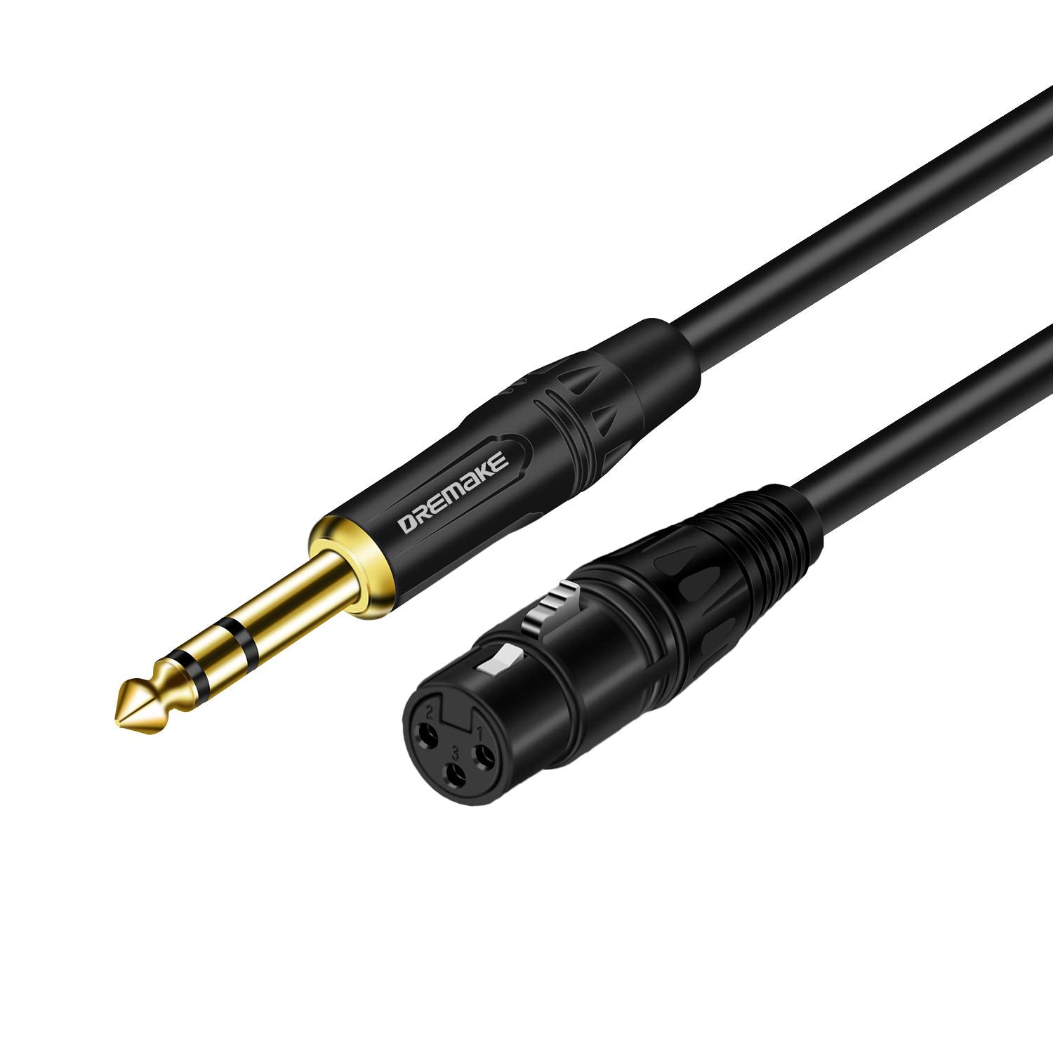 Dremake Balanced Cable 20 Foot Trs 6.35Mm (1/4 Inch) Male To Xlr Female Mic Cable For Amplifier, Speakers   Black