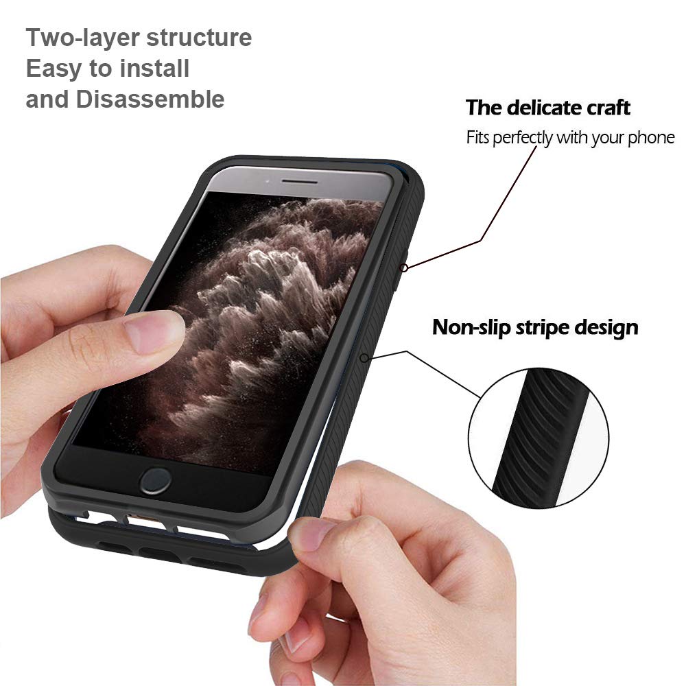 GUGU6JI iPhone SE 2020 7 8 Case Shockproof Rugged Dual Layer PC TPU Black Vintage USA American Flag Cover