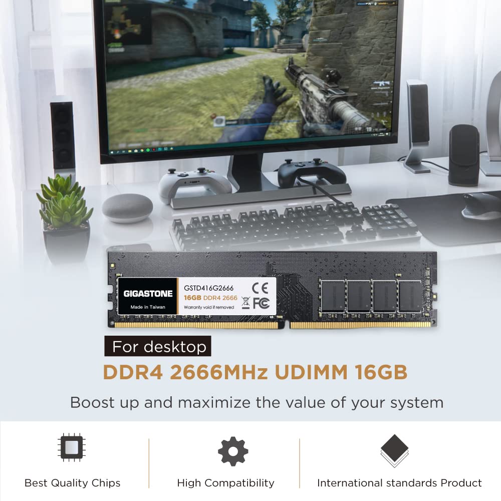 ?Ddr4 Ram? Gigastone 16Gb Ddr4 2666Mhz (2400Mhz Or 2133Mhz) Pc4 21300 (Pc4 19200/17000) Cl19 1.2V Udimm 288 Pin Unbuffered Non E