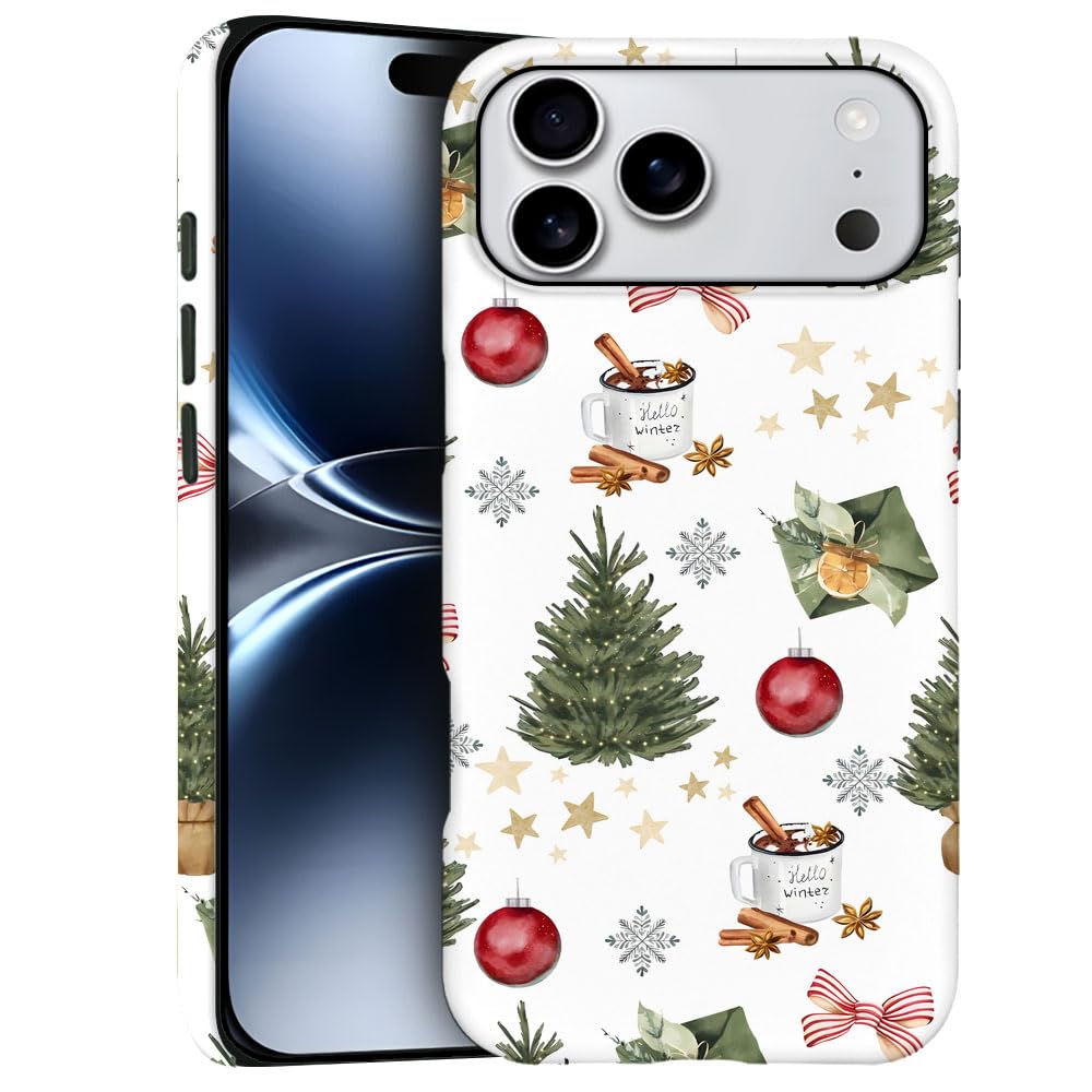 Case for iPhone 17 Pro Max - Slim Fit Anti-Scratch Phone Case for Girl Women - Vintage Christmas Trees (Frosted)
