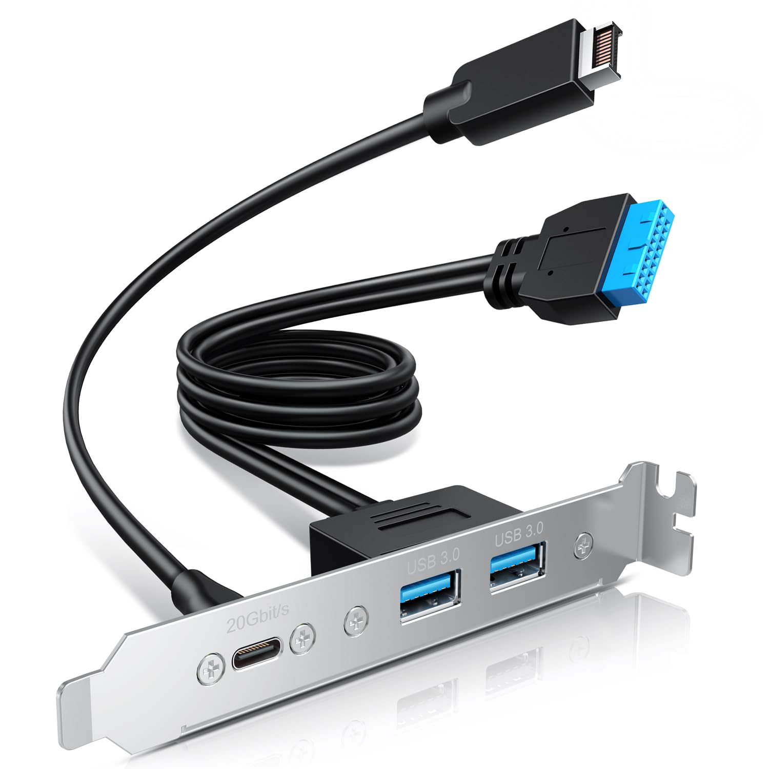 GRAUGEAR 20Gbps USB3.2 Gen2x2 USB-C Front Panel Adapter, Motherboard Header Extension Cable, USB-C and USB to USB3.2 Type-E Key-