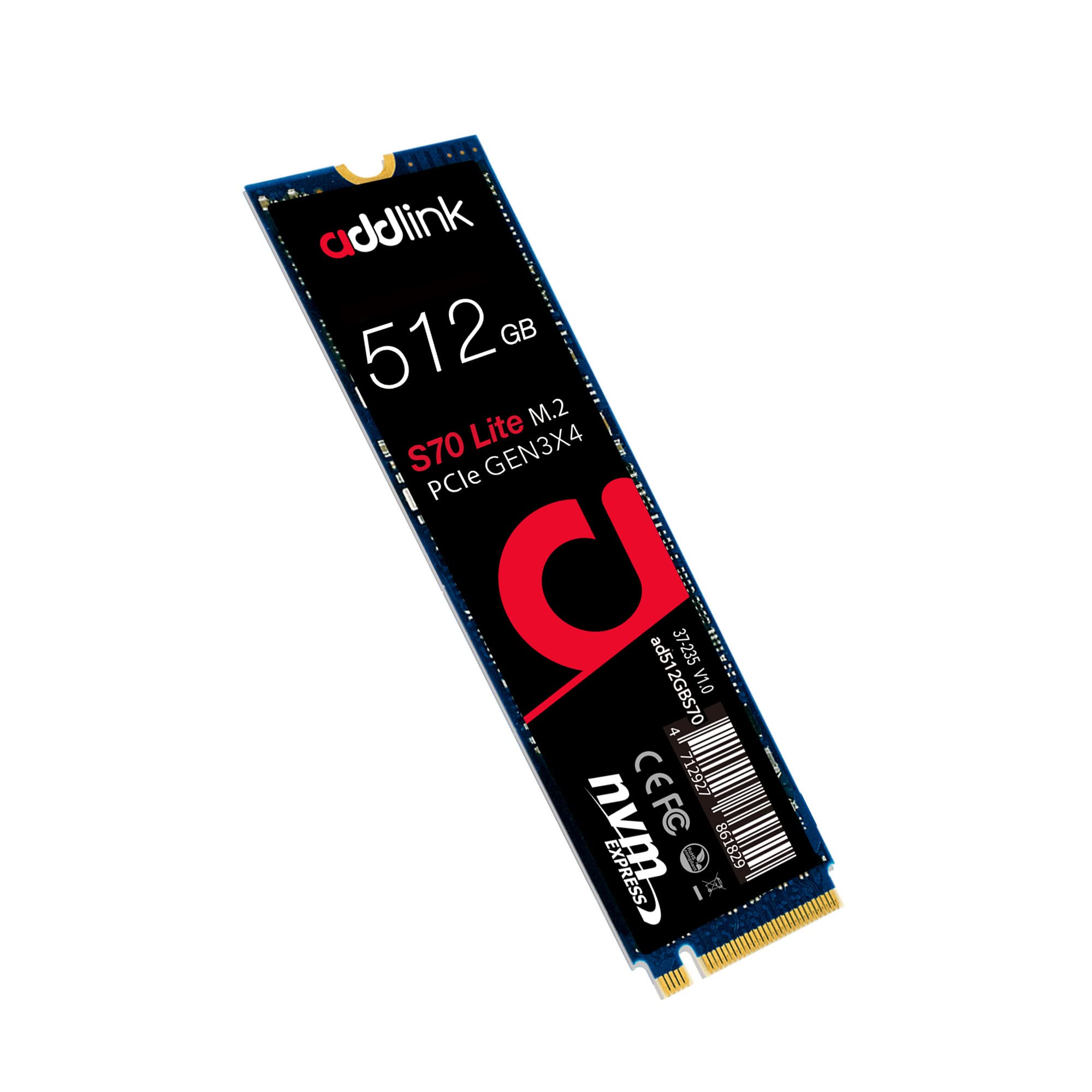 Addlink S70 Lite 512Gb Ultra Durability Gaming Ssd Maximum Speed 3000 Mb/S Internal Solid State Hard Drive   M.2 2280 Pcie 3.0 N