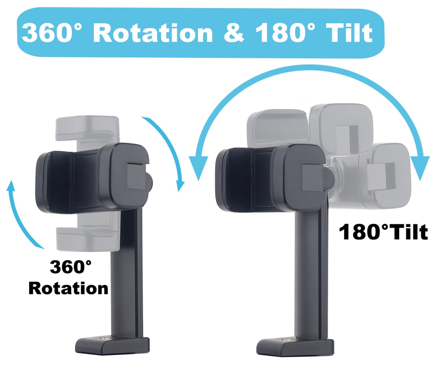 2Pcs Pack-Phone Tripod Mount With 1/4'' Screw Thread, 360 Rotate 180 Tilt Phone Holder Adapter For Iphone, Tripod, Selfie Stick,