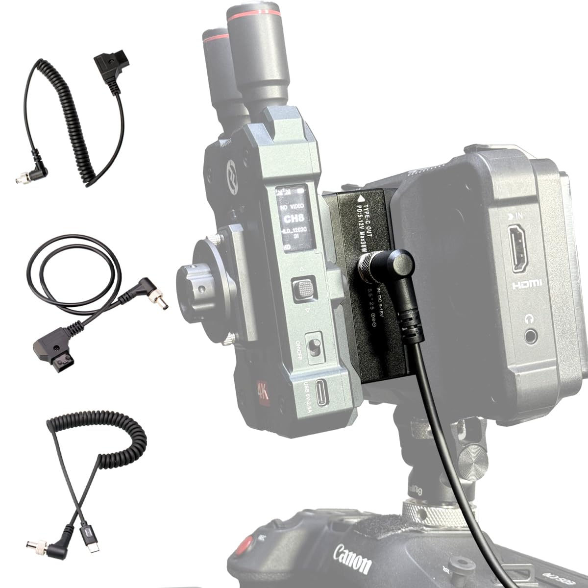 Df Digitalfoto Npf3 Se Dual Side Npf Dummy Battery With Type C&D Tap Input To 5525 Lock Cable Compatible With Np F550/570/750/770/970 Power Led Light Atomos/Shinobi/Smallhd Monitor For V Mount Battery