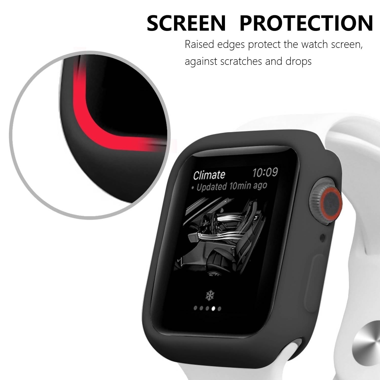 Hontao Ultra Thin Soft Tpu Bumper Case Compatible For Iwatch Apple Watch Series 9/8/7, 45Mm Black