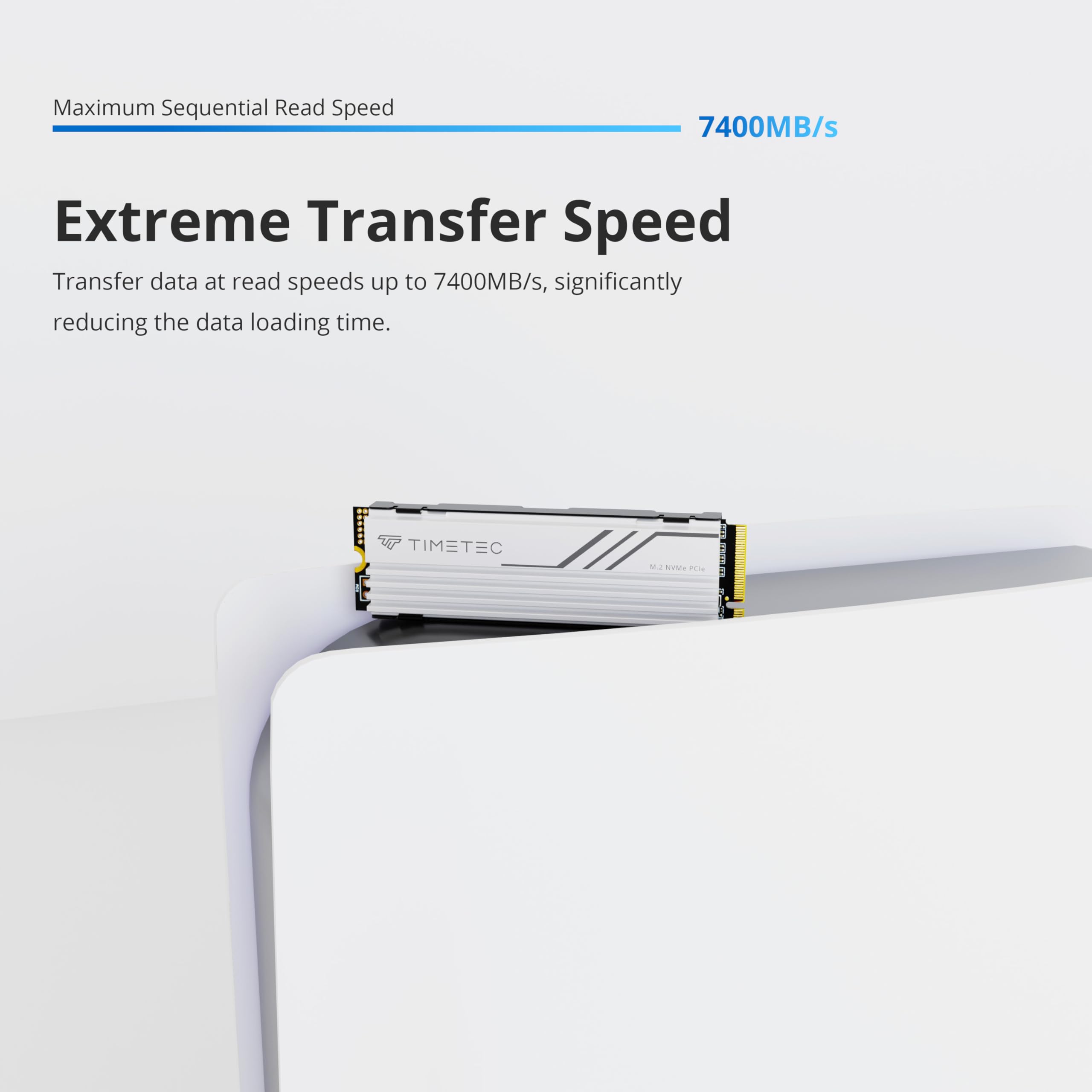 Timetec 2Tb Pcie 4.0 White Heatsink Gaming Ssd Nvme Phison E27T Pcie Gen4X4 M.2 2280 3D Nand Tlc Slc Cache Read/Write Speed Up T