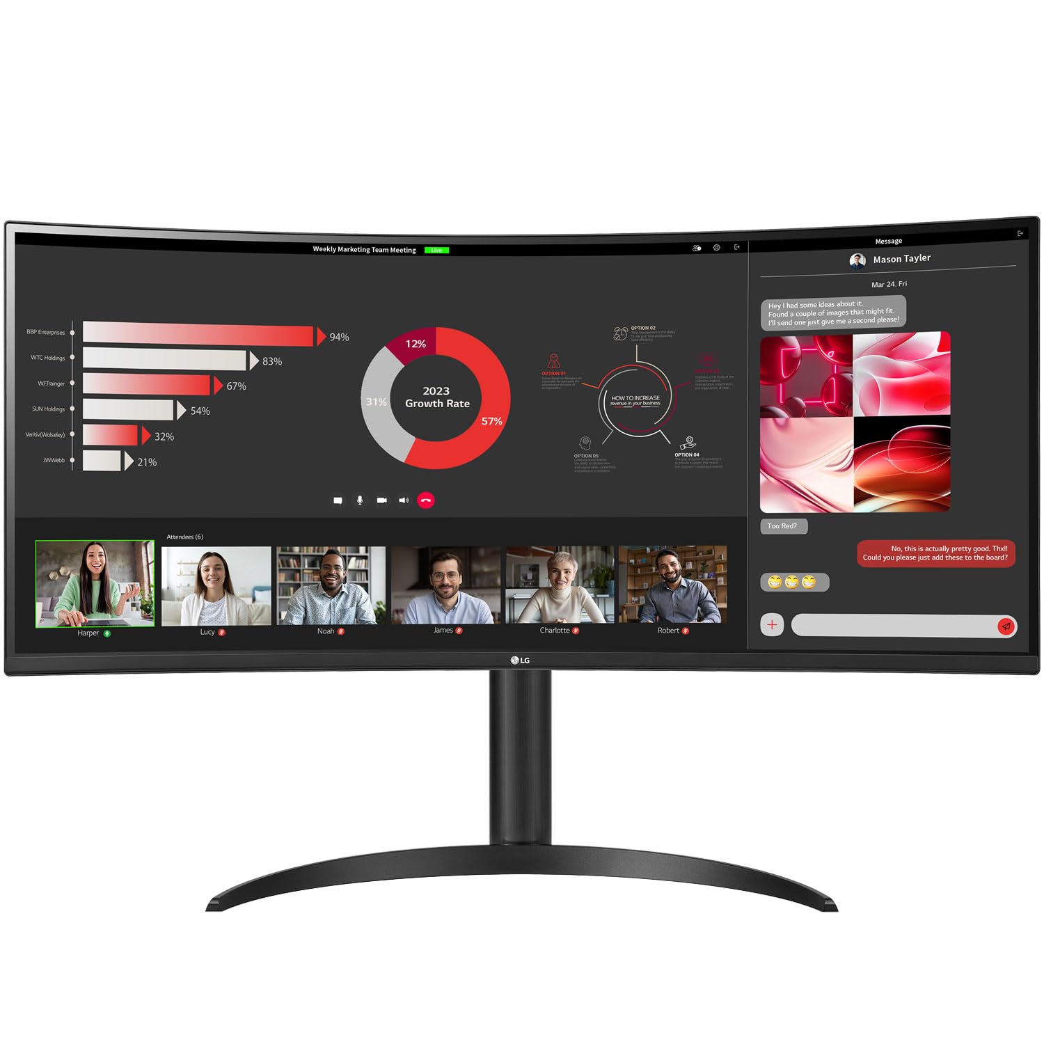 Lg 34Wr55Qc B 34'' Curved Ultrawide Wqhd Hdr 10 100Hz Monitor With Usb Type C, 3440X1440 Curved Display, 100Hz Refresh Rate, Amd