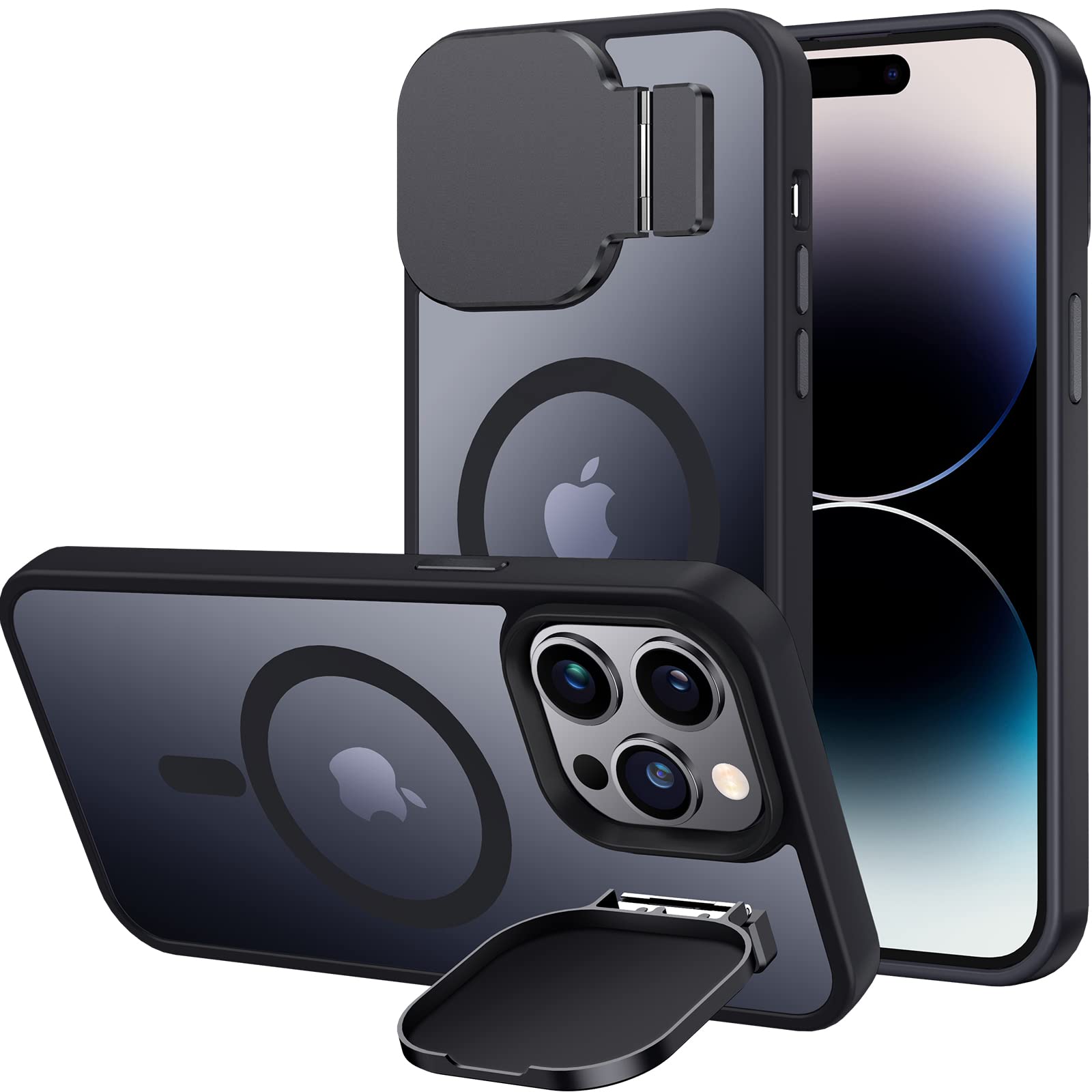 Silverback For Iphone 14 Pro Max Case With Camera Cover, Magsafe Compatible Case With Built In Stand, Magnetic Phone Case Transl