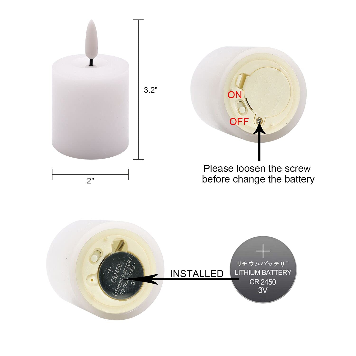 Eldnacele Flameless Flickering Votive Candles With Timer, Realistic Black Wick Led Pillar Candles D2X H3Battery Operated Candles