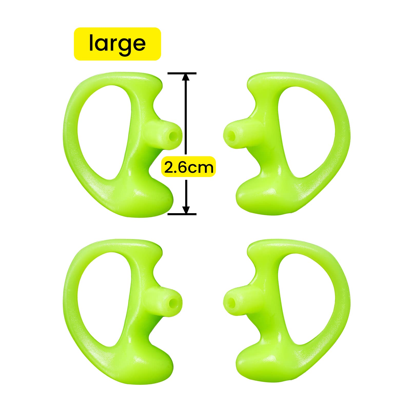 Yolipar Replacement Soft Silicone Eardud Earmold For Walkie Talkie Audio Kit Air Acoustic Tube Earpiece Headset (Green, Large(2