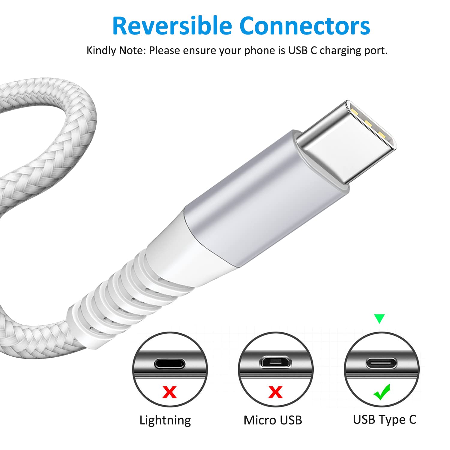 Usb Type C Cable 6Ft 2Pack Fast Charging Cable Usb C Charger Phone Cord For Samsung Galaxy A01 A02S A03S A10E A11 A12 A13 A14 A20 A21 A32 A42 A52 A53 A50 A51 S21 S22, Moto G7/G6, Lg K51 Stylo 6 5 4