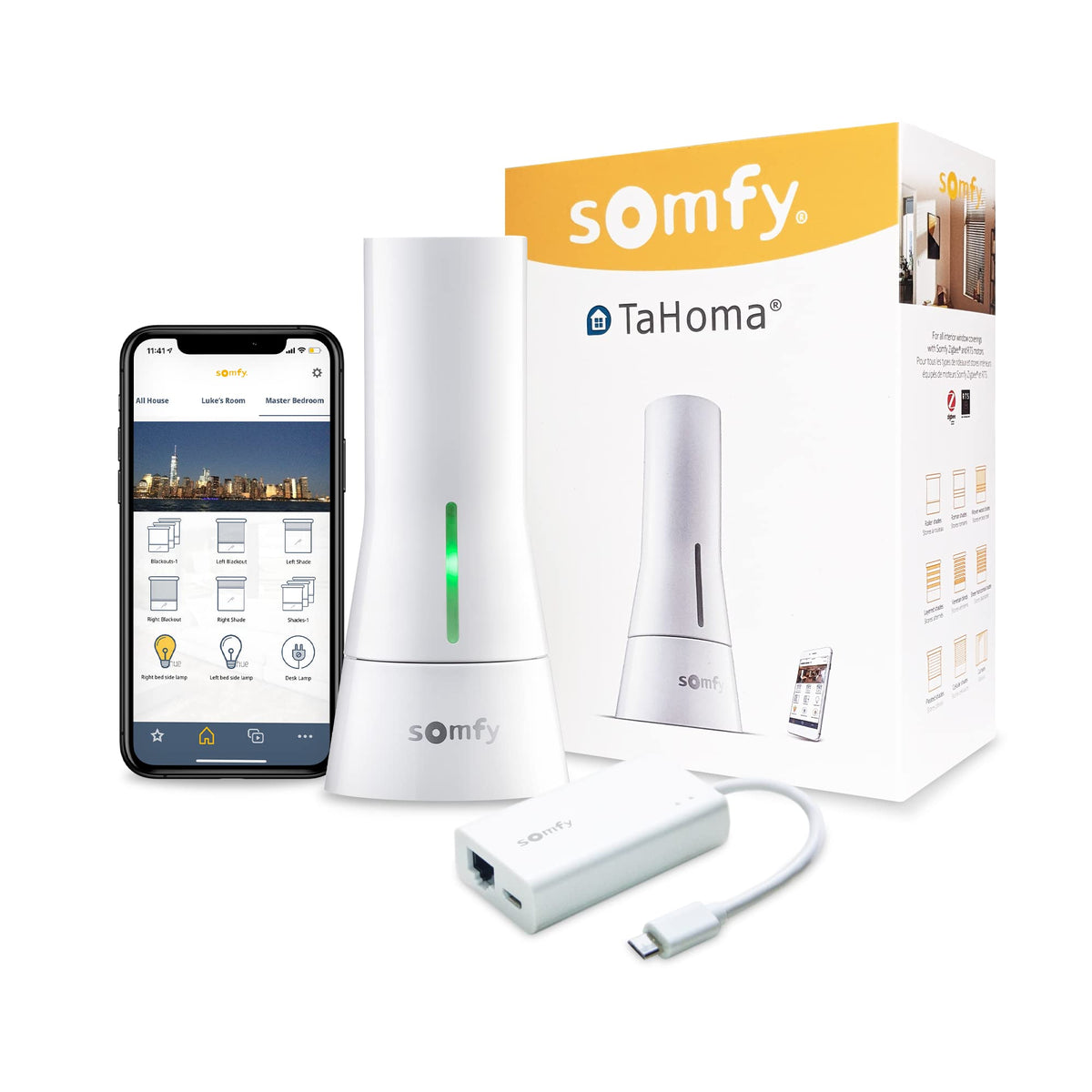 Somfy Tahoma Hub - Smart Home Gateway For Rts Blinds, Shades, Awnings - Works With Alexa, Google Assistant, Philips Hue - Integr