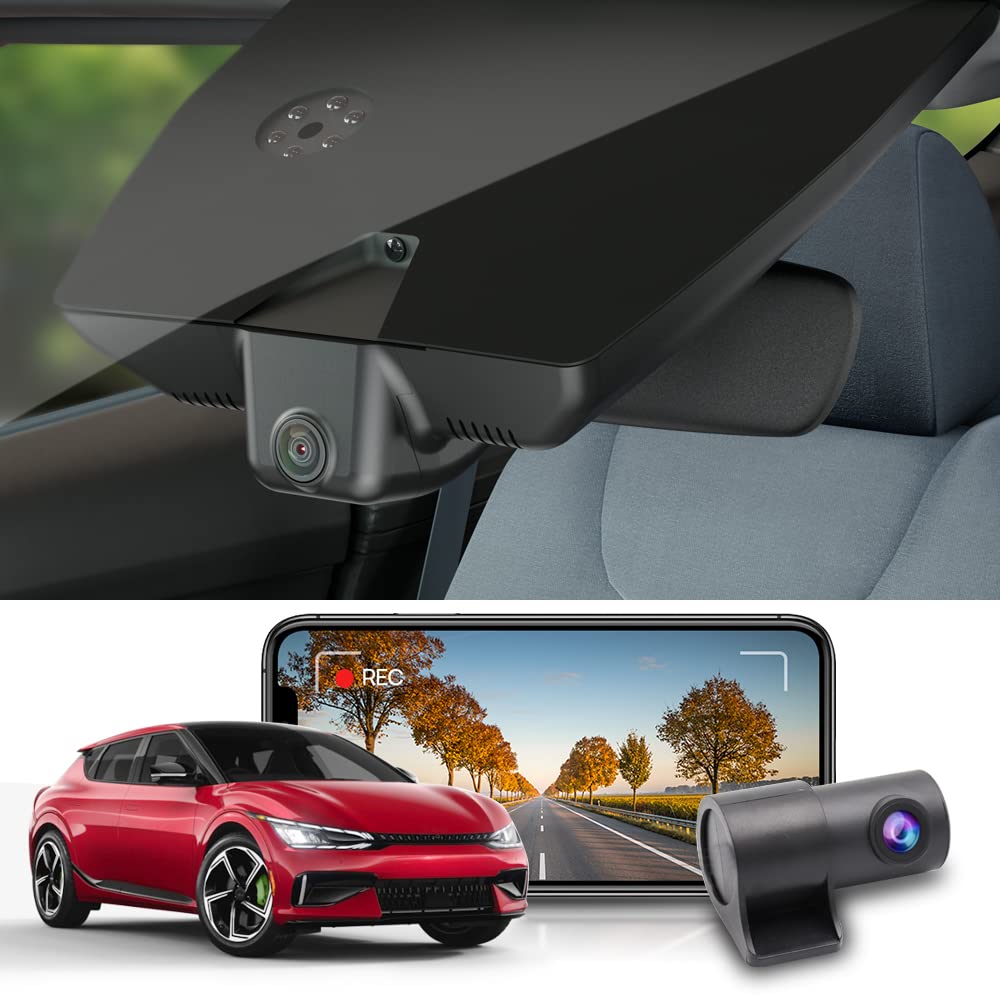 Fitcamx 4K Dual Dash Cam For 2022 2023 2024 Kia Ev6 Gt Gt Line Light Wind, Integrated Oem Style, Front 2160P+Rear 1080P Video, L