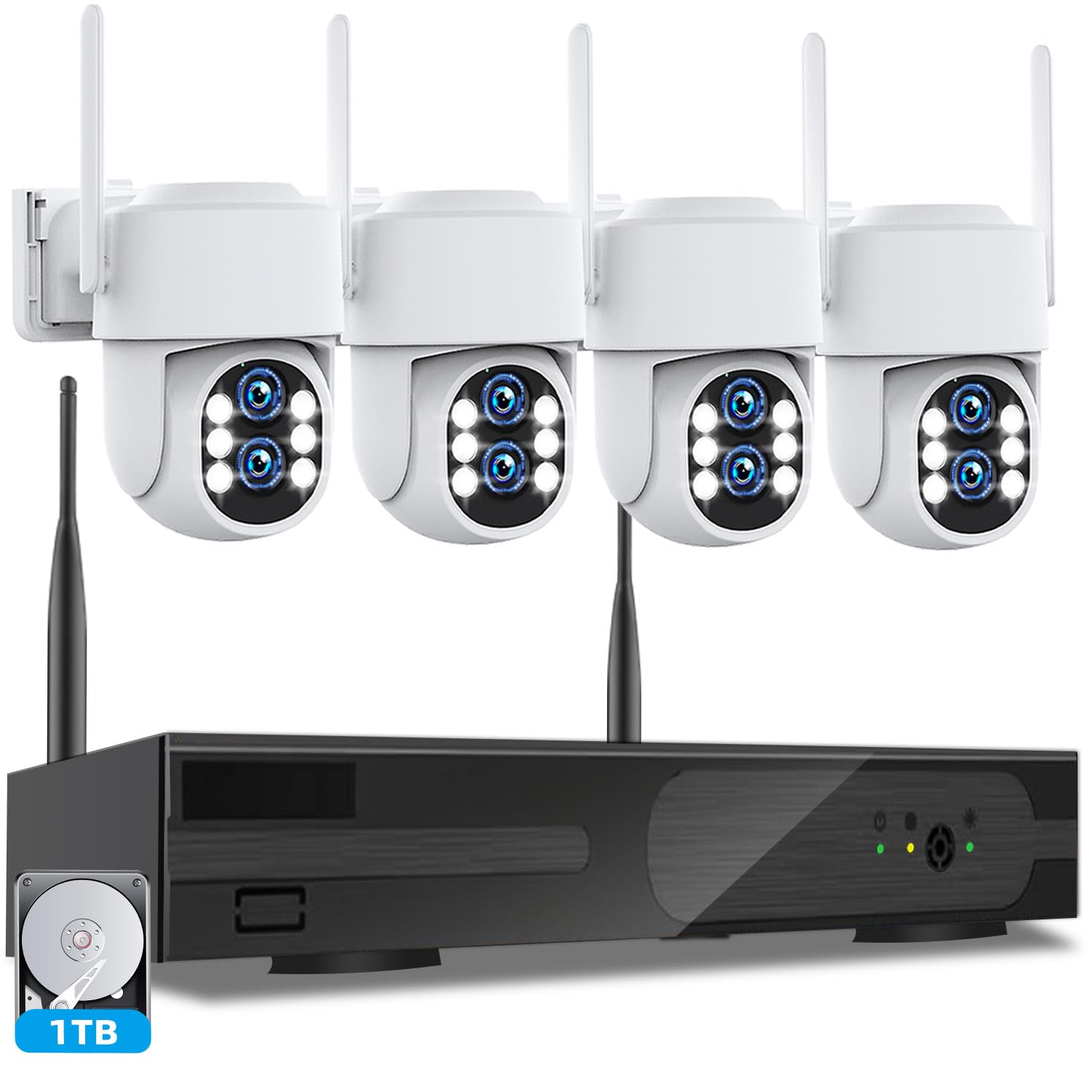 Wireless Security Camera System Outdoor: [Dual Lens Wifi6 & 10X Hybrid Zoom] Auto Tracking 4Pcs 4K Ptz Camera For Home Security