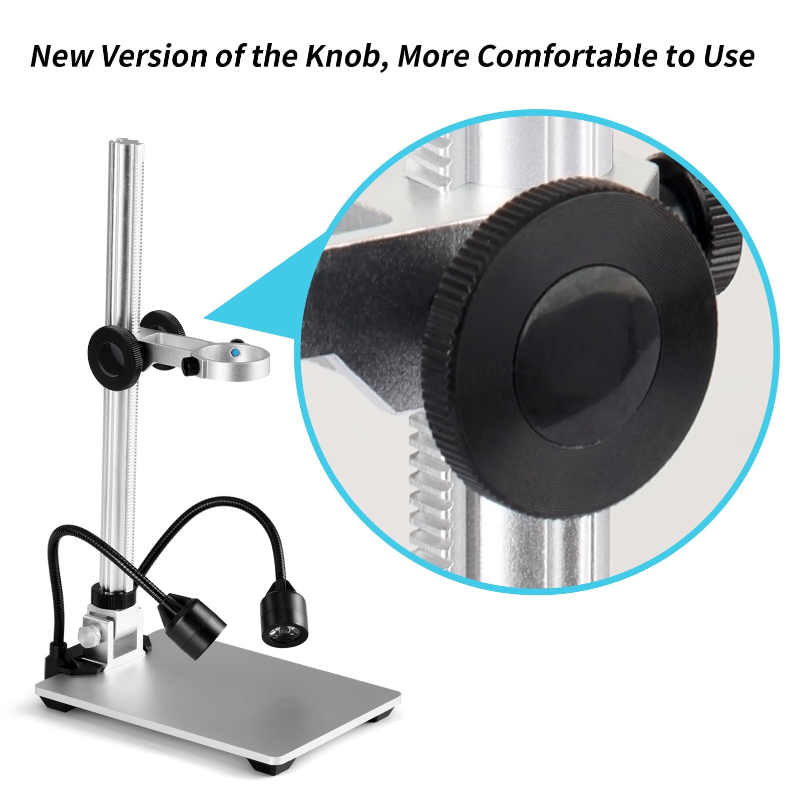 Koolertron 12Inch Extended Aluminum Microscope Stand With 2 Fill Lights, Portable Adjustable Manual Focus Lcd Digital Microscope