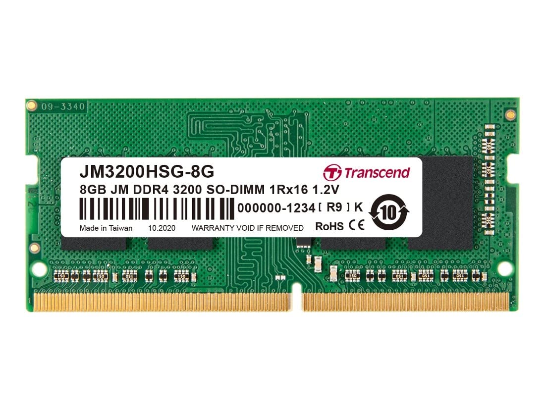 Transcend DDR4 DRAM Module (JetRam) SO DIMM 3200 Mbps 1Gx16 8GB (JM3200HSG 8G)