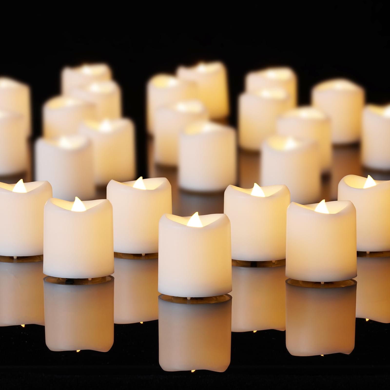 5plots 100-Pack White Flameless Candles, Flickering Votive Candles, 100 Hours Battery Powered Tealights for Party, Wedding, Dati