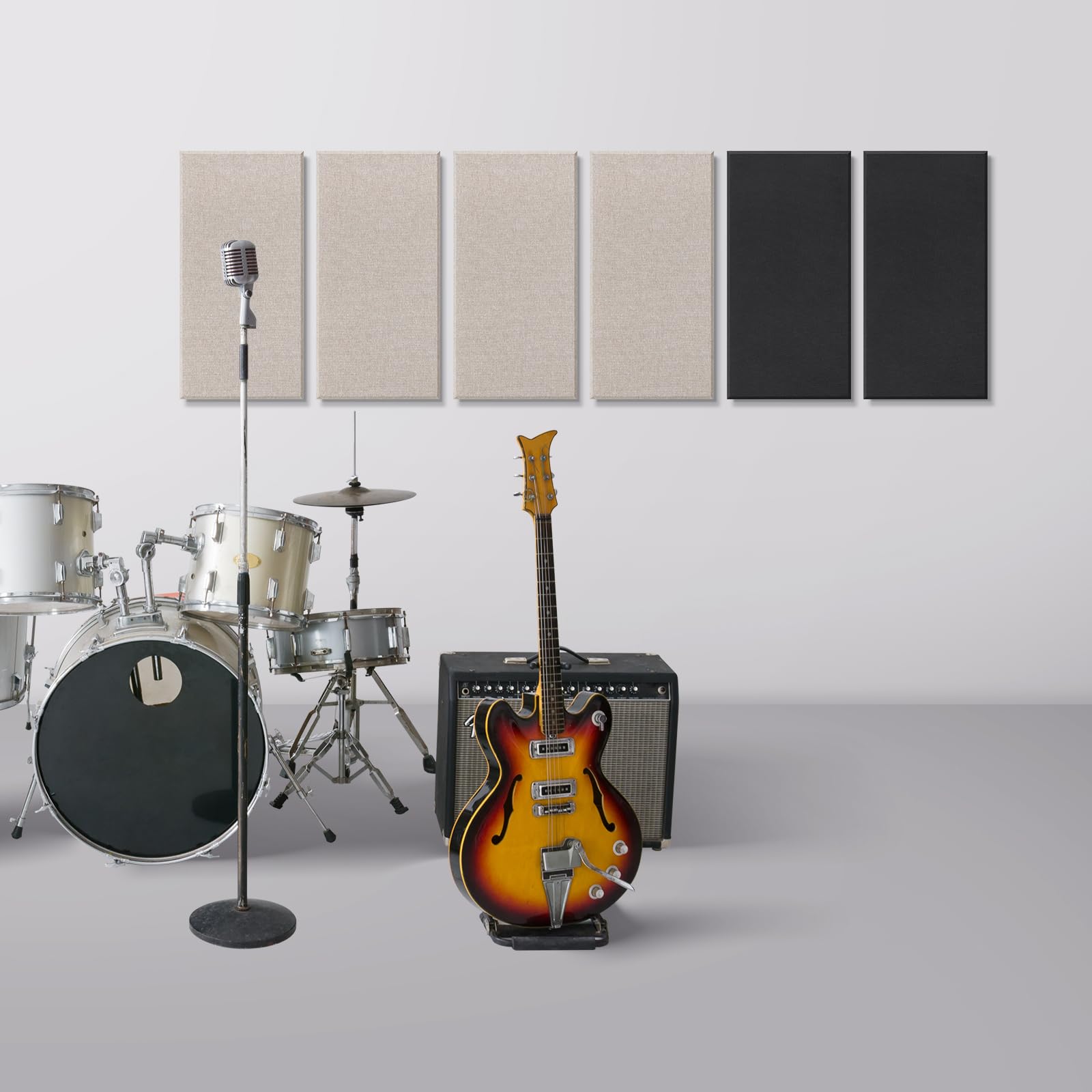 Umiacoustics 4 Pcs Acoustic Panels, 2 Thick 23.6'' X 11.8'' Fiberglass Sound Wall Panels, Self Adhesive Sound Absorbing Panels F