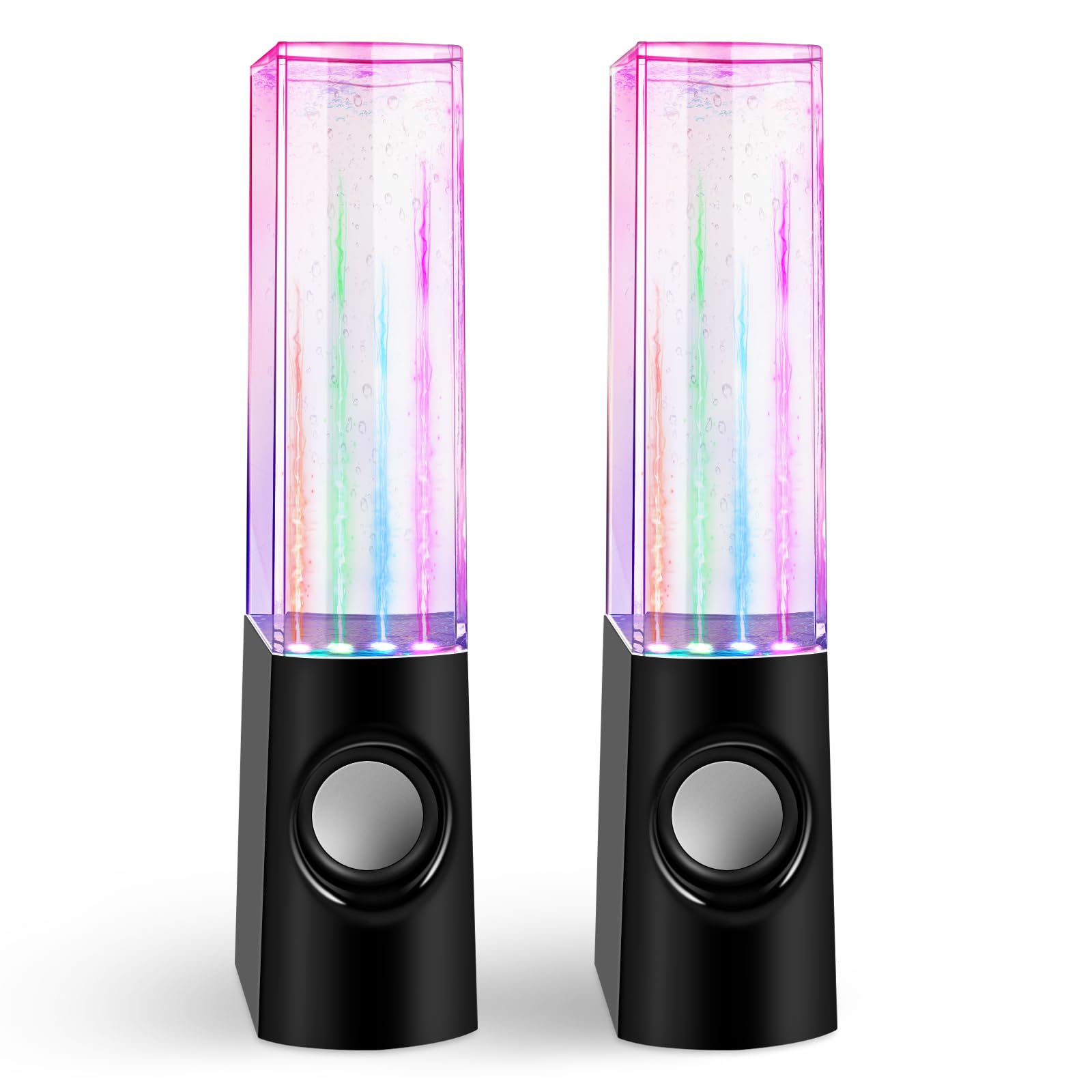 Aolyty Colorful Led Water Speaker With Dancing Fountain Light Show Sound For Pc, Mp3 Player, Laptops, Smartphone Black