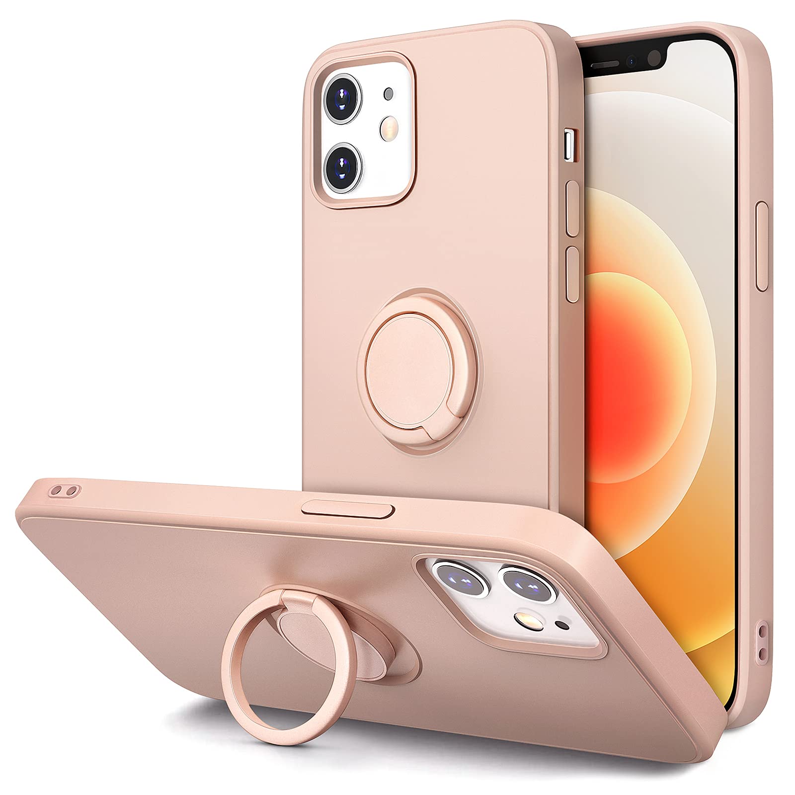 Hython Case for iPhone 12 Case & iPhone 12 Pro Case with Ring Stand, 360 Rotatable Ring Holder Magnetic Kickstand, Shockproof Ru