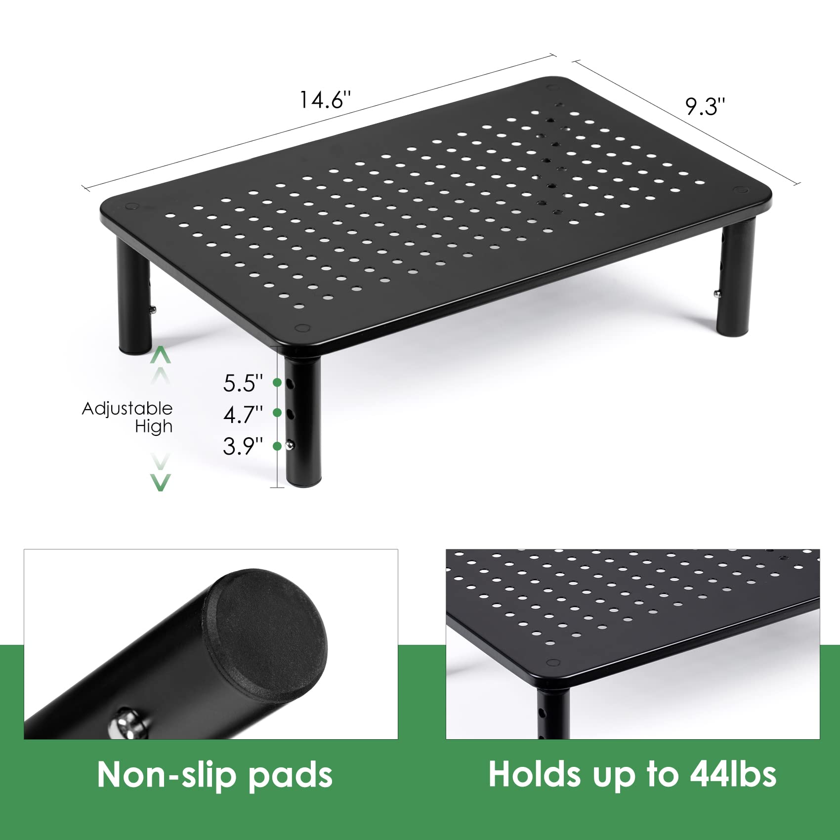 Dolalike 2 Pack Desktop Riser, 3 Height Adjustable Monitor Stands For 2 Monitors, Pc, Computer, Printer, Imac, Desktop Monitor S