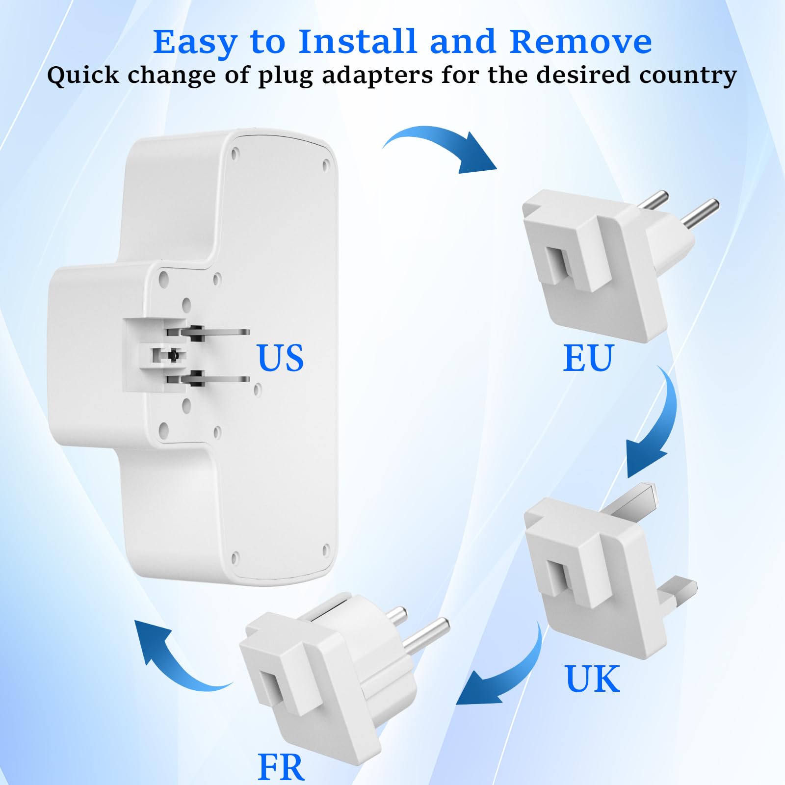Hozzx Universal Travel Adapter Kit, International Power Adapter With 6 Ac Outlets(3 Usb) And 3 Individual Switches,Type A/B/C/G/