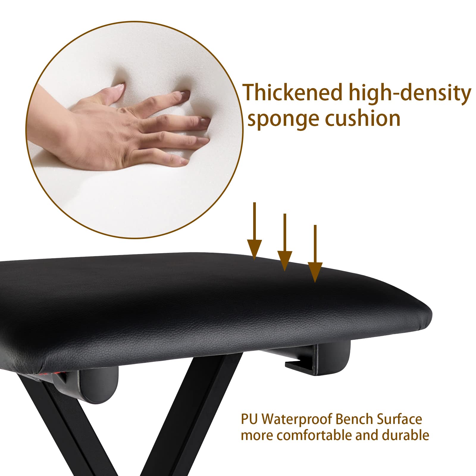 Eastrock Adjustable Piano Keyboard Bench, X Style Stool Chair Seat For Electronic Keyboards & Digital Pianos (Original Version)