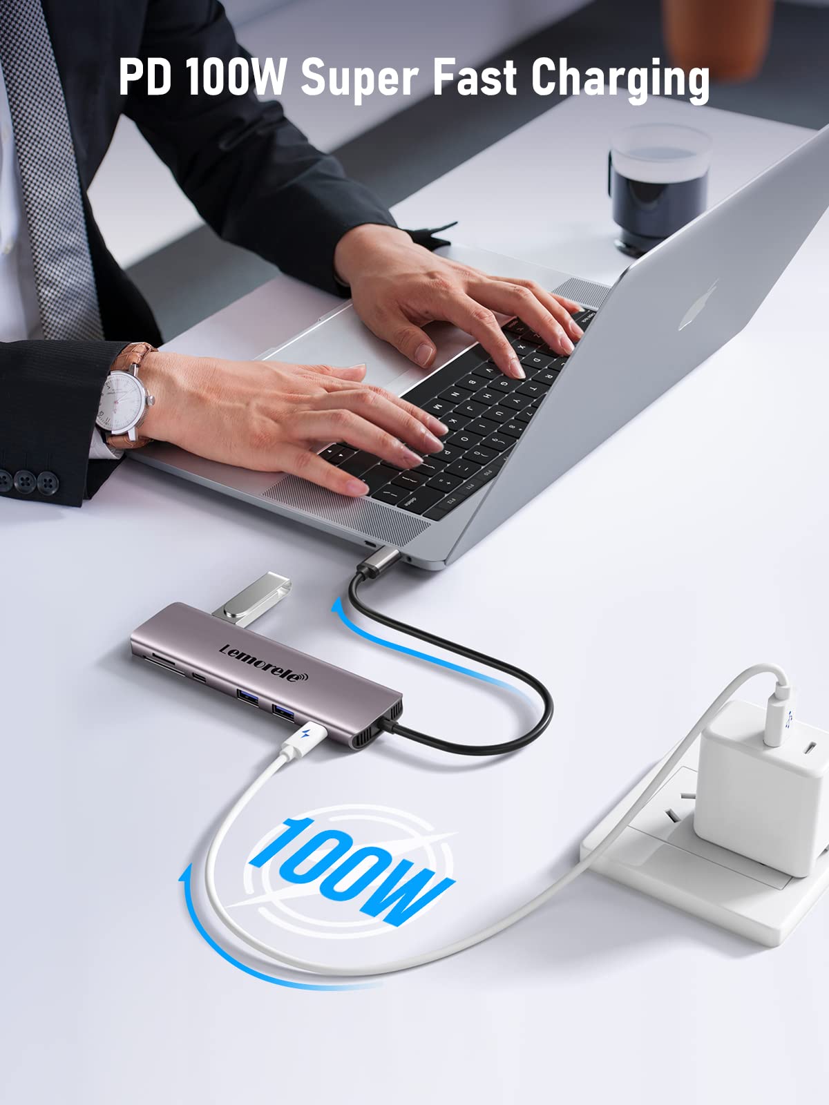 Lemorele Usb C To Dual Hdmi Adapter, 10 In 1 Usb C Docking Station Dual Monitors For Windows, Usb C Adapter With Dual Hdmi, Usb