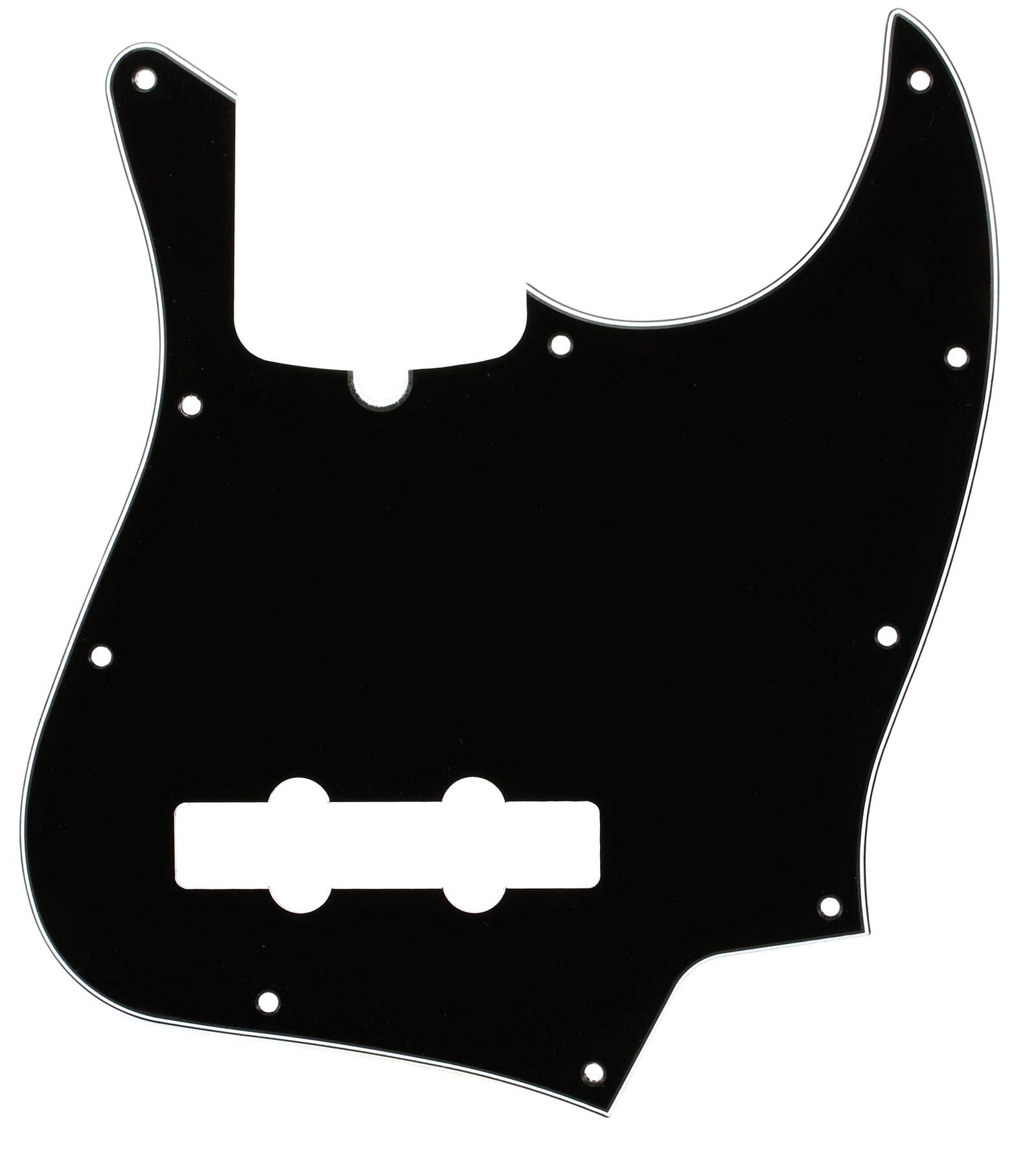 Fender Pickguard, Jazz Bass, 10 Hole, 3 Ply, Truss Rod Notch - B/W/B
