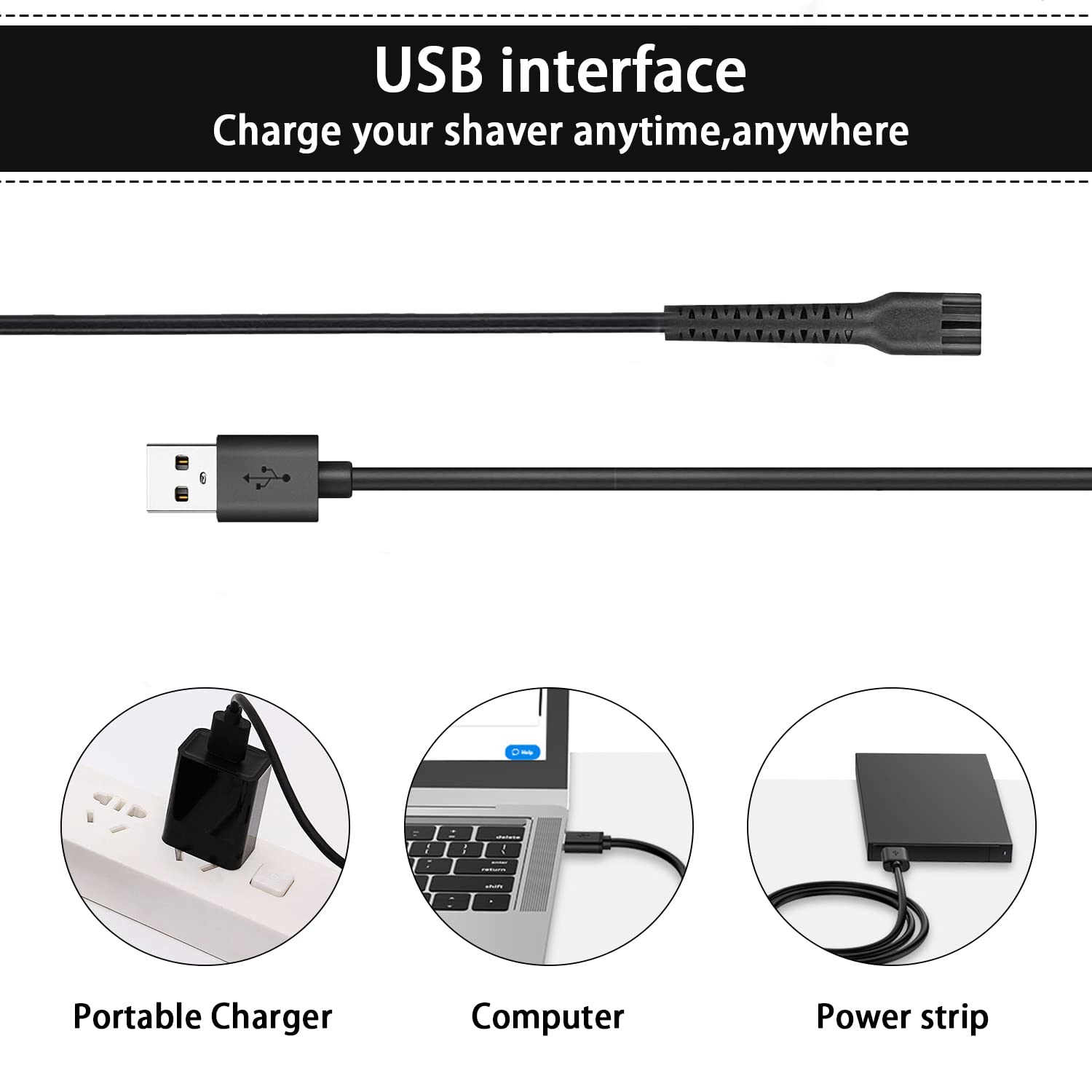 Anrom Replacement Charger Cord Usb For Wahl Clipper, 6.6Ft Charging Cable For Wahl Magic Senior Detailer Legend Cordless Clipper