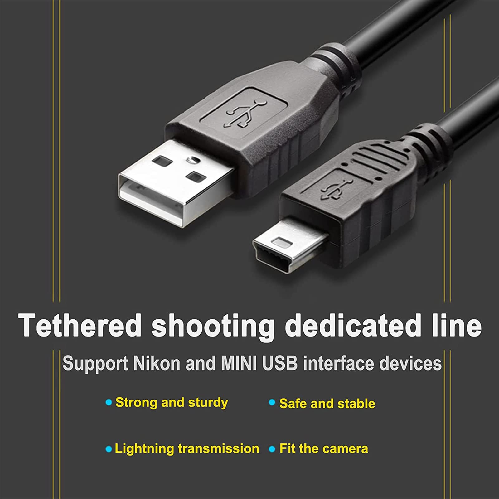 Uc E4 Usb Cable, Compatible With Nikon D610 D2 D3 D3X D100 D90 D80 D70S D70 D60 D50 D40 D40X D200 D300 D3000 D3100S D3100 D700 D7000 Digital Slr Camera Usb Data Synchronization Cable (5Ft / 1.5M)