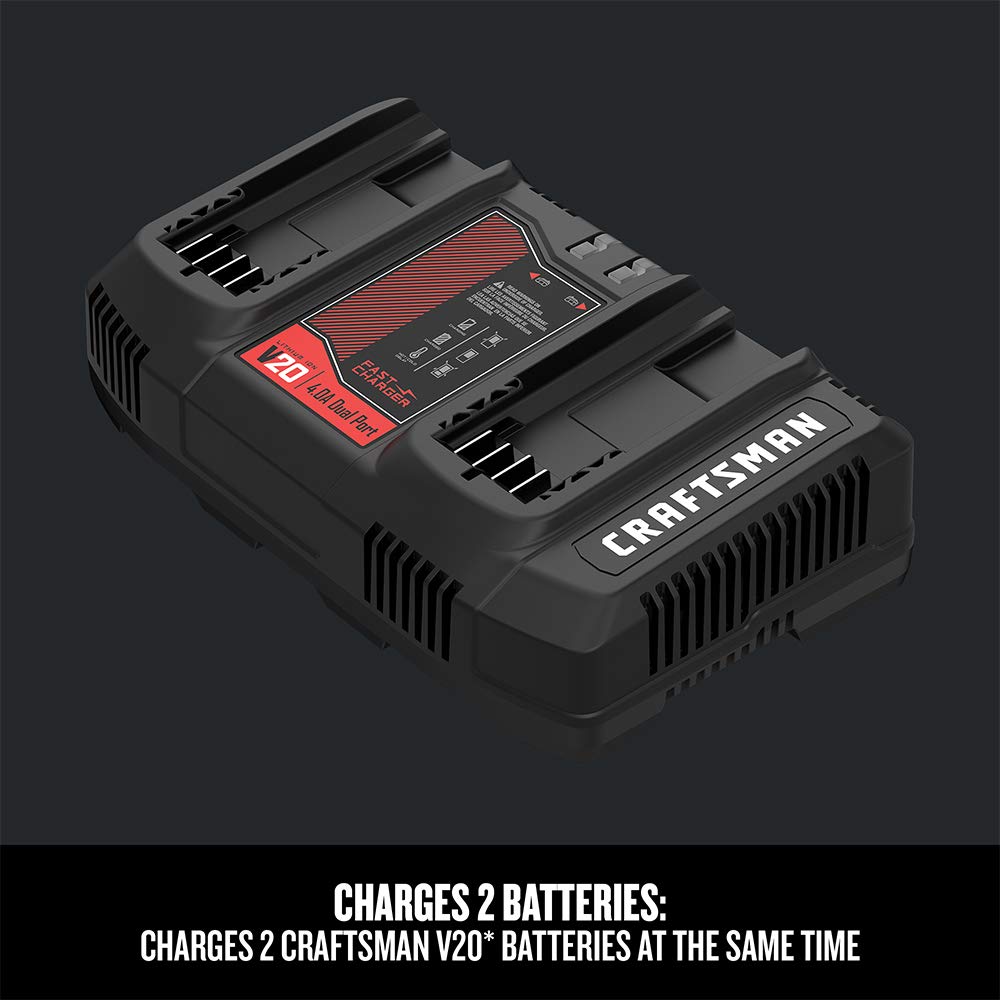 Craftsman V20 Battery Charger, Dual Port, 2.0 Ah (Cmcb124)