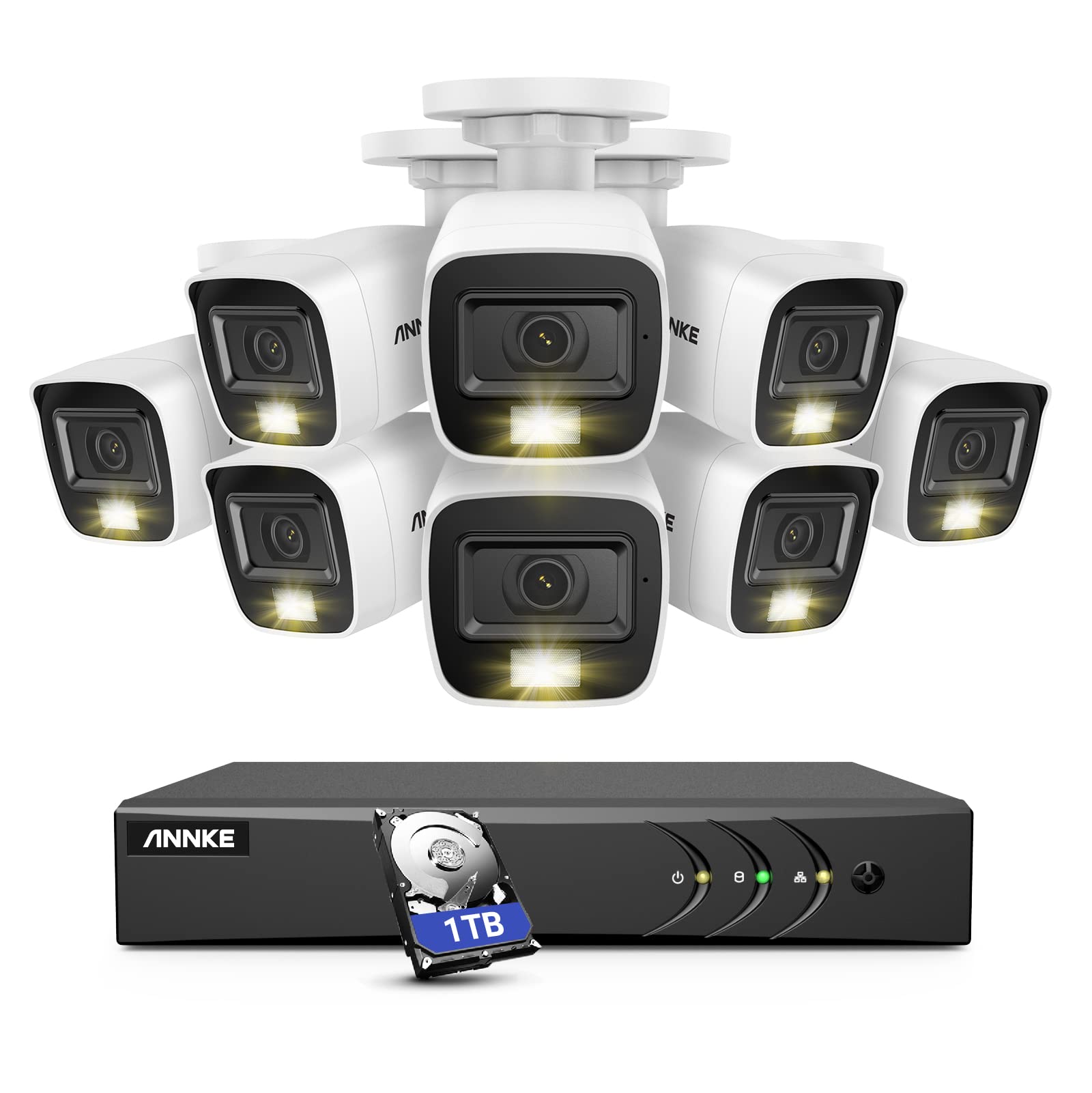 Annke Home Wired Camera Security System With Audio, 8Ch 3K Lite H.265+ Ai Dvr With 1 Tb Hard Drive And 8 X 1080P Ip67 Weatherproof Cameras With Dual Light, Human/Vehicle Detection, Color Night Vision