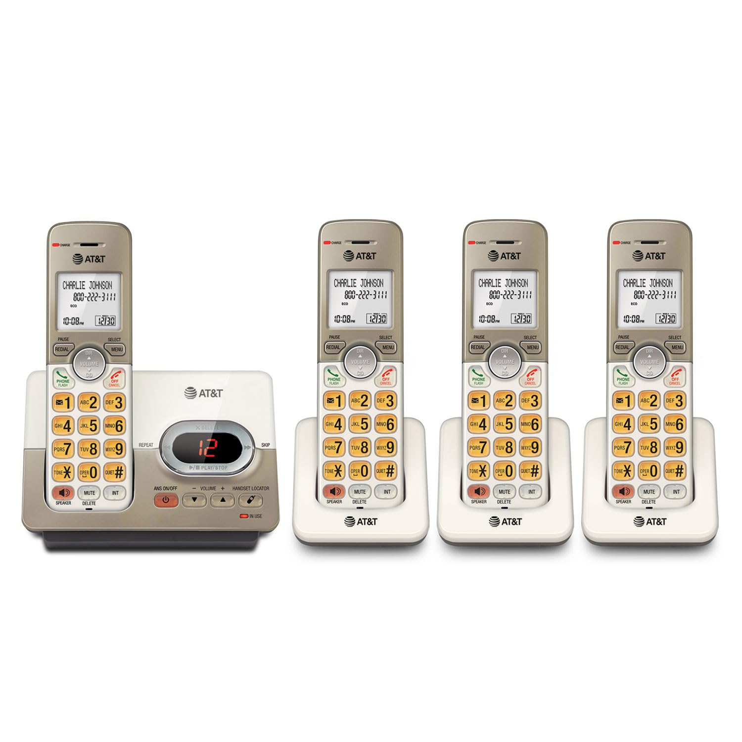 At&T El52413 4 Handset Cordless Phone With Answering System & Extra Large Backlit Keys