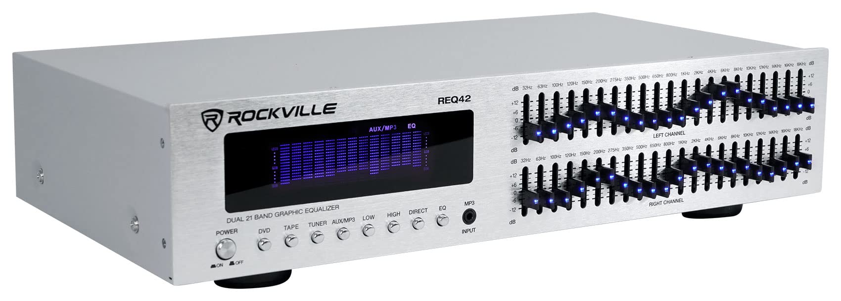 Rockville Req42-S Silver 19 Rack Mount 2X21 Band Equalizer