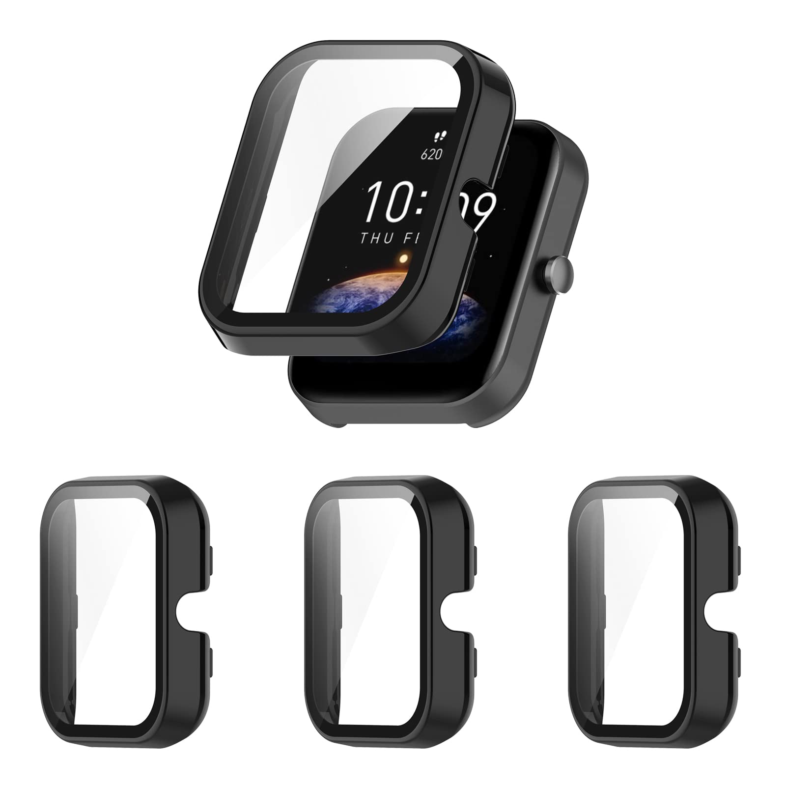 Case Compatible with Amazfit Bip 3/Bip 3 Pro Screen Protector Cover, All-Around Case Hard PC Bumper Full Cover Shell for Amazfit