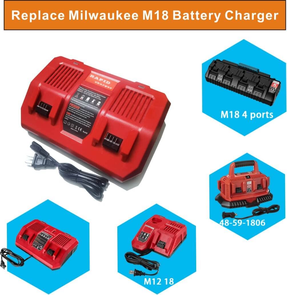 Anoitd Replace Of Milwaukee M18 Dualbay Simultaneous Rapid Charger 48 59 1802 For Milwaukee 18V M18Lithium Battery 48 11 1811,C1