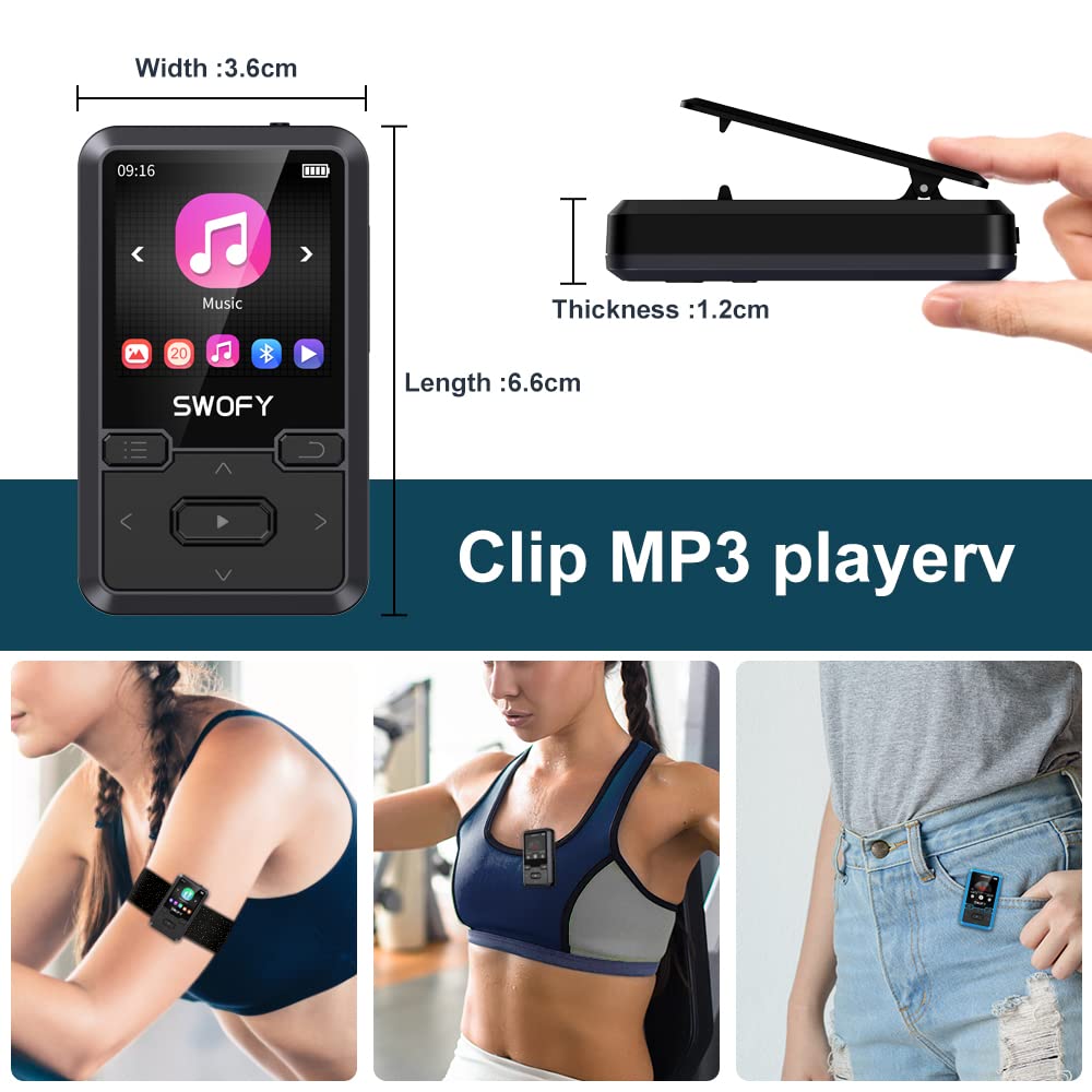 32Gb Clip Mp3 Player With Bluetooth 5.0, Mini Portable Wearable Mp3 Player With Fm Radio Recording, Music Mp3 Player For Kids Wi