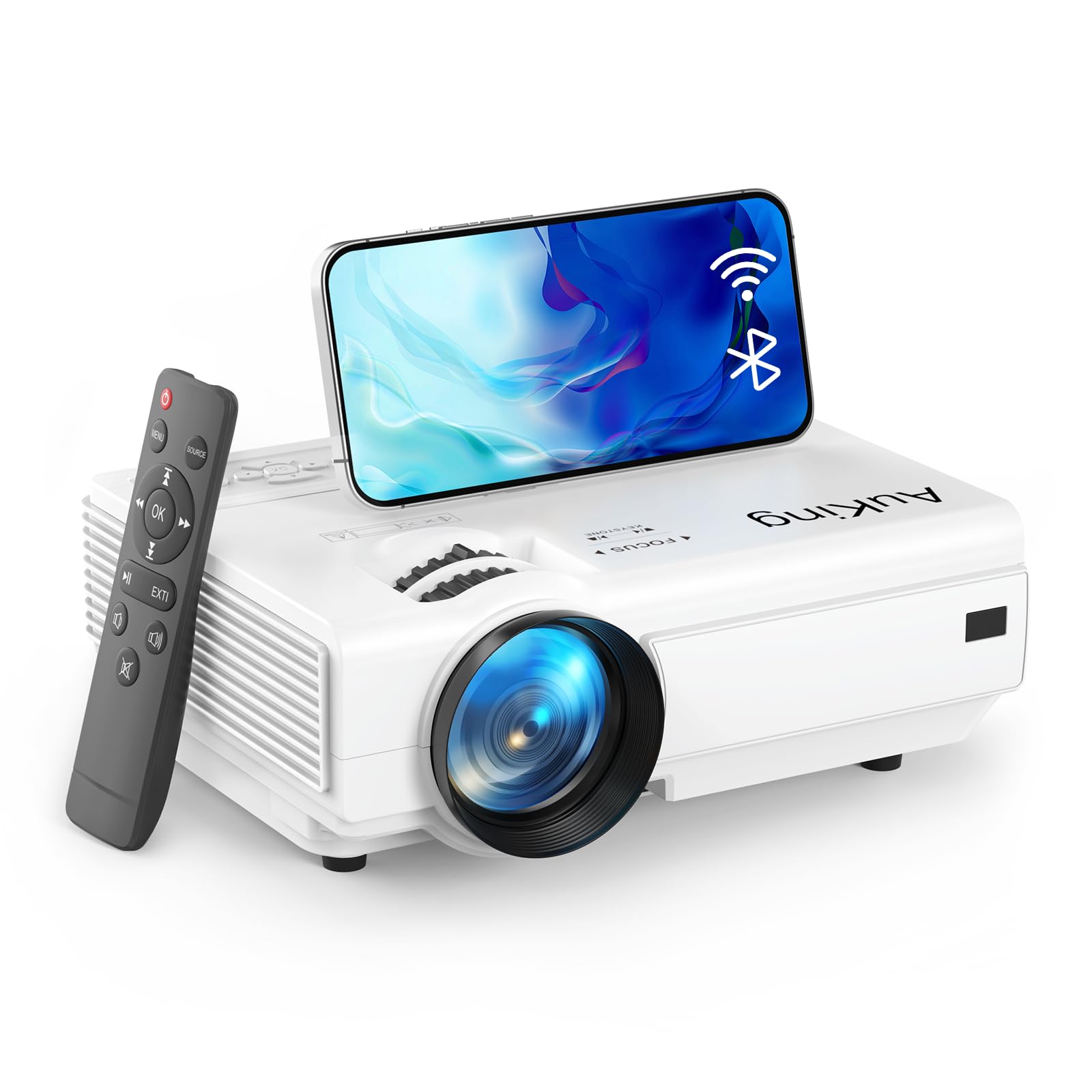 Auking Projector With Wifi And Bluetooth, 2024 Upgraded Mini Projector, Full Hd 1080P Home Theater Video Projector, Compatible W